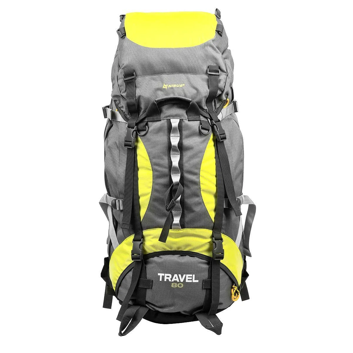 80 Liter Large Multi Day Framed Backpack for Hiking with Height-Adjustable Back