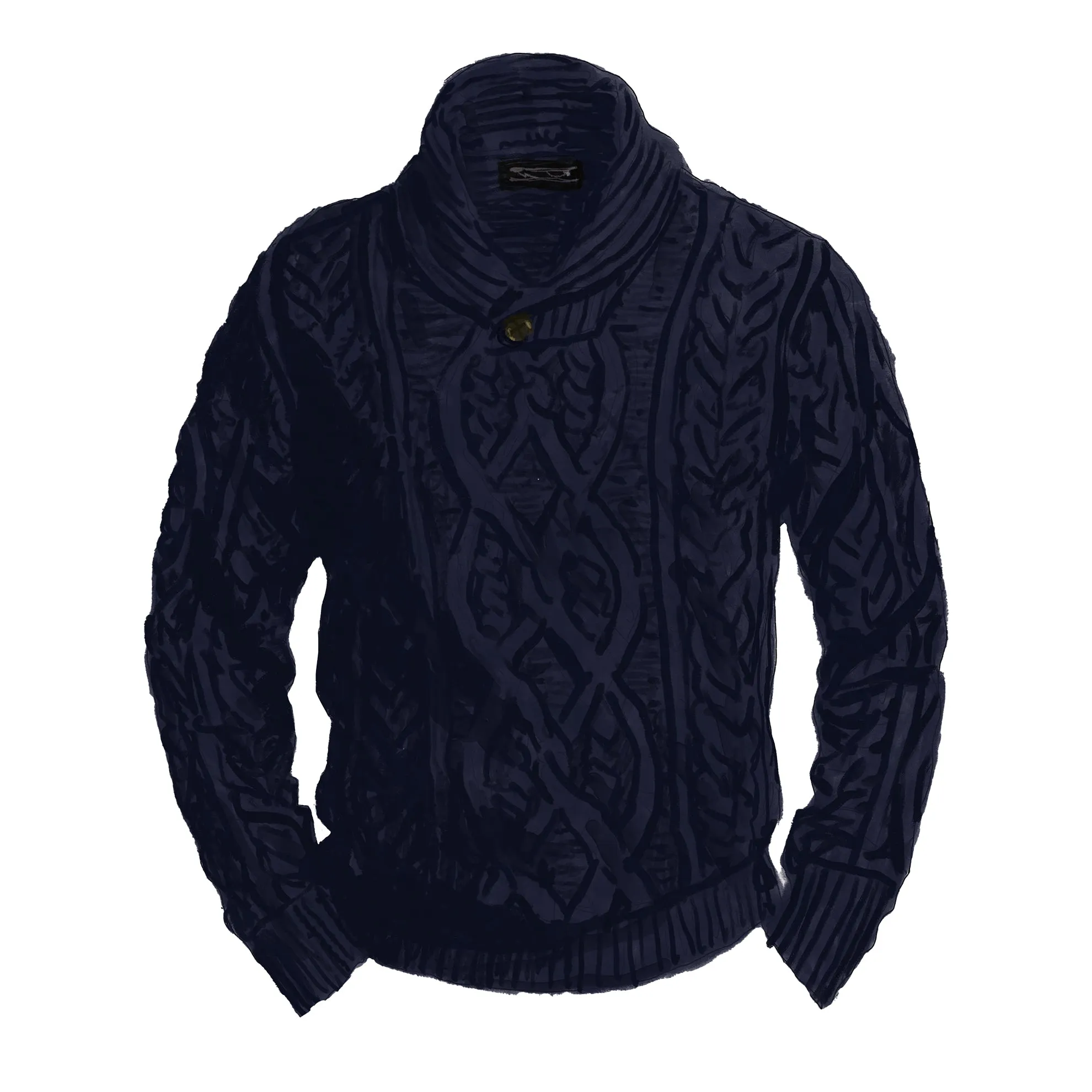 Aran Shawl Collar Sweater