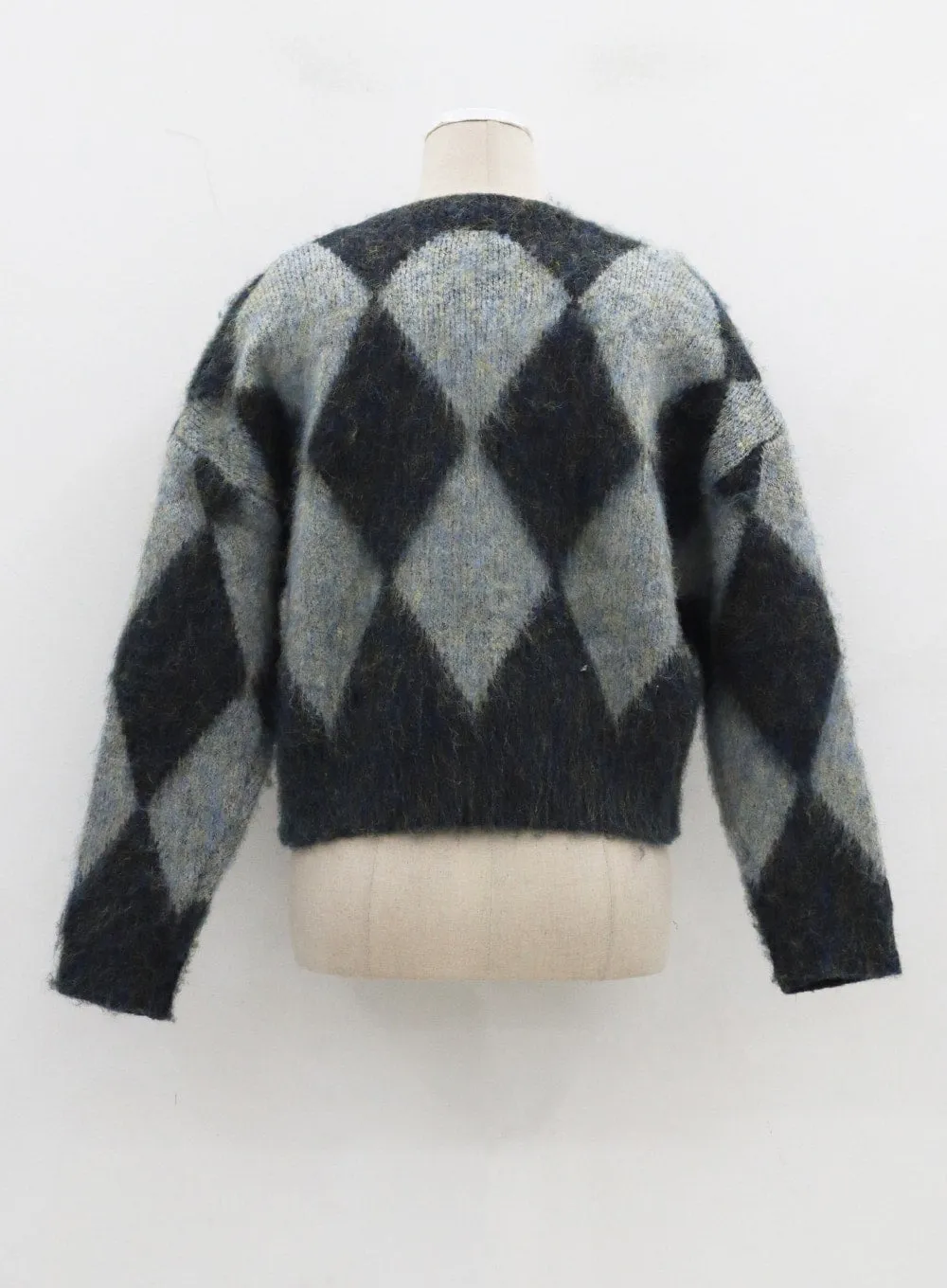 Argyle Pattern Cropped Sweater CJ313