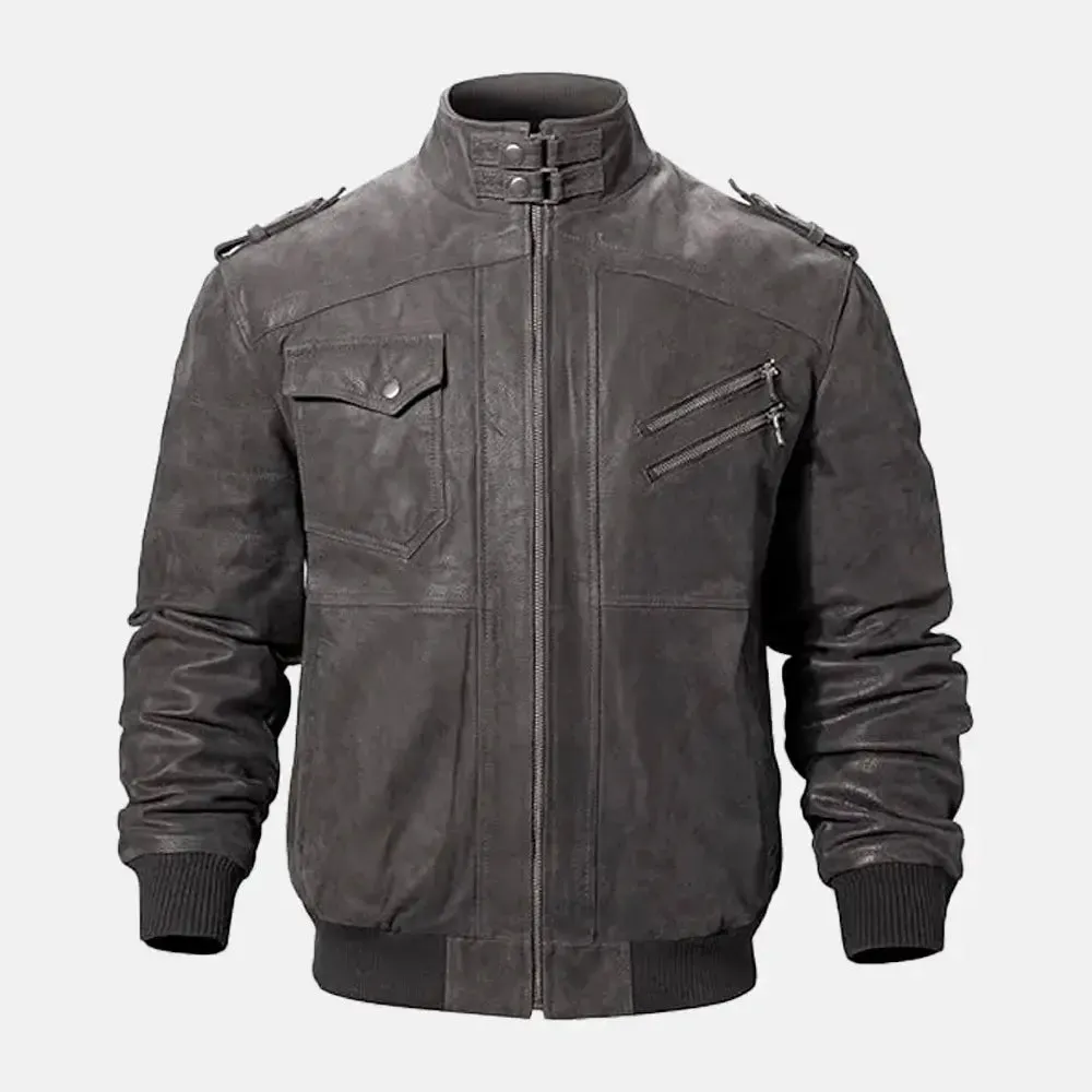 Asphalt Mens Leather Motorcycle Jacket with Removeable Hood