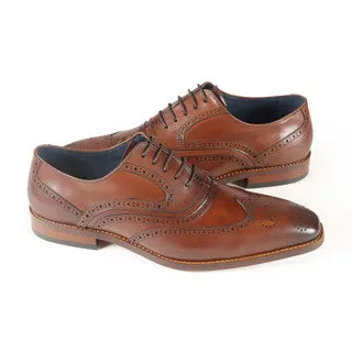 AZOR LA MODE Alaska Classic Oxford Wingtip Formal Shoes Full Brogues - Brown