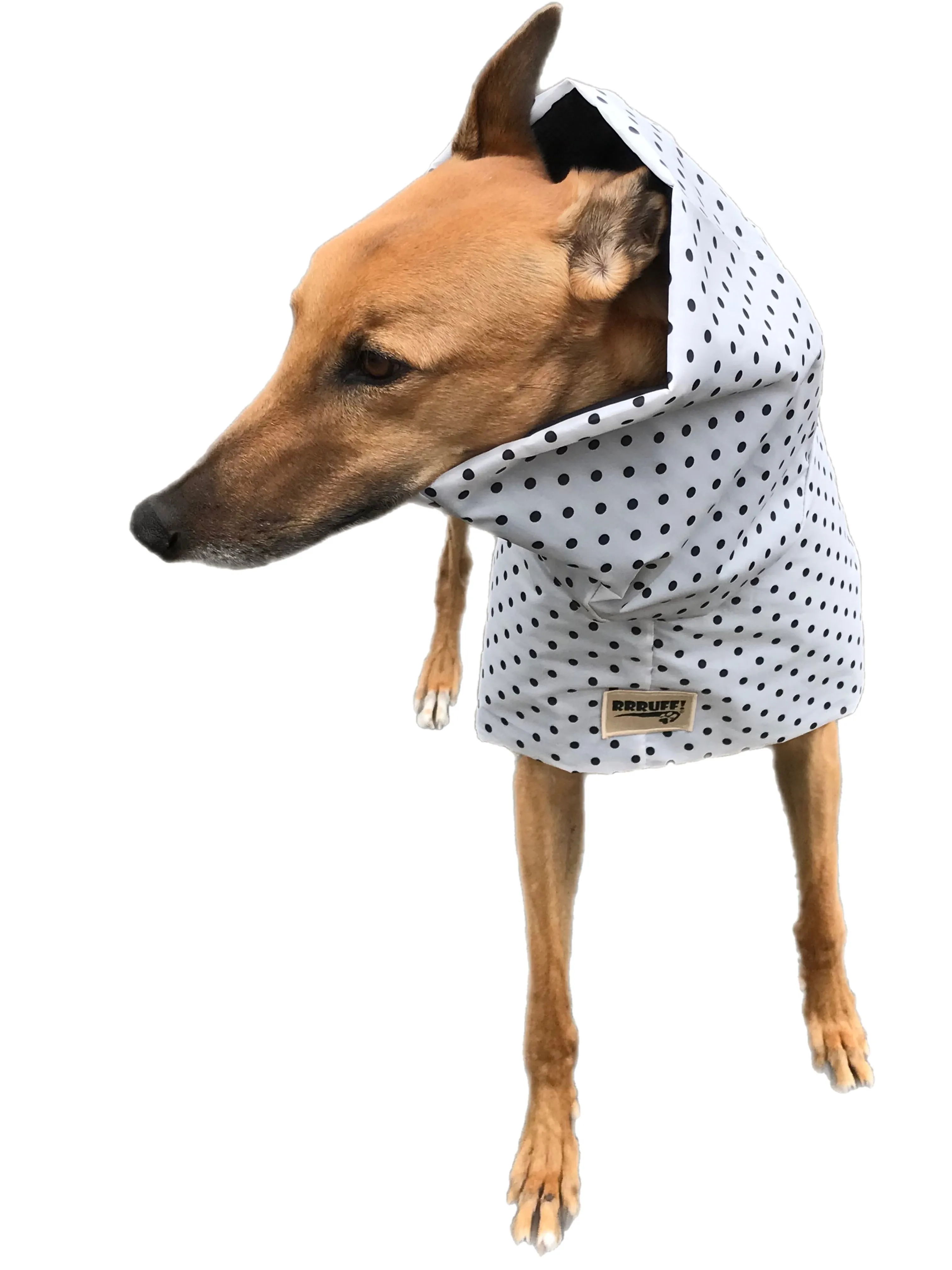 B & W dotty prints Greyhound coat deluxe style, summer rainwear, washable