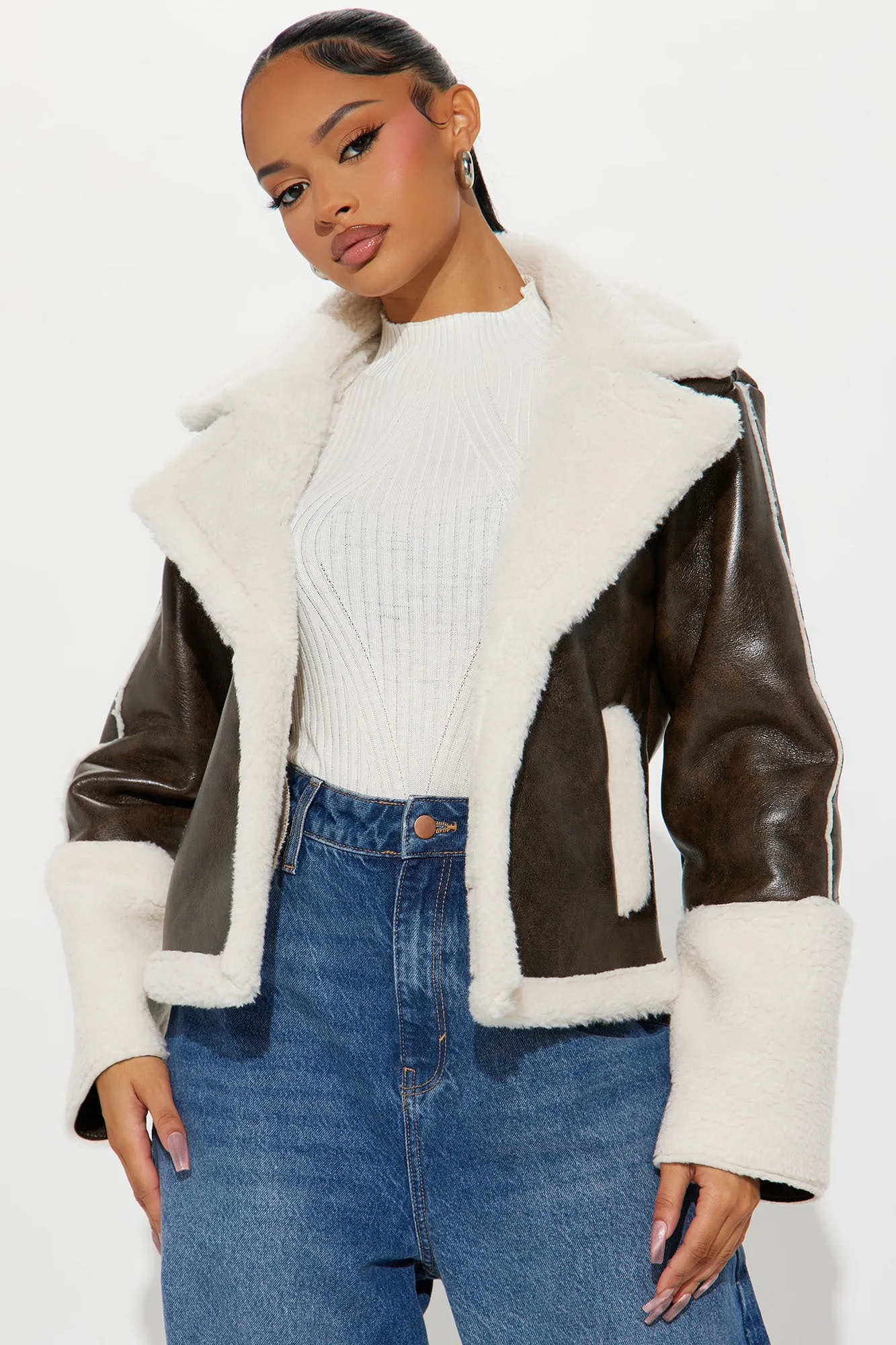 Back To Me Shearling Jacket - Brown/combo