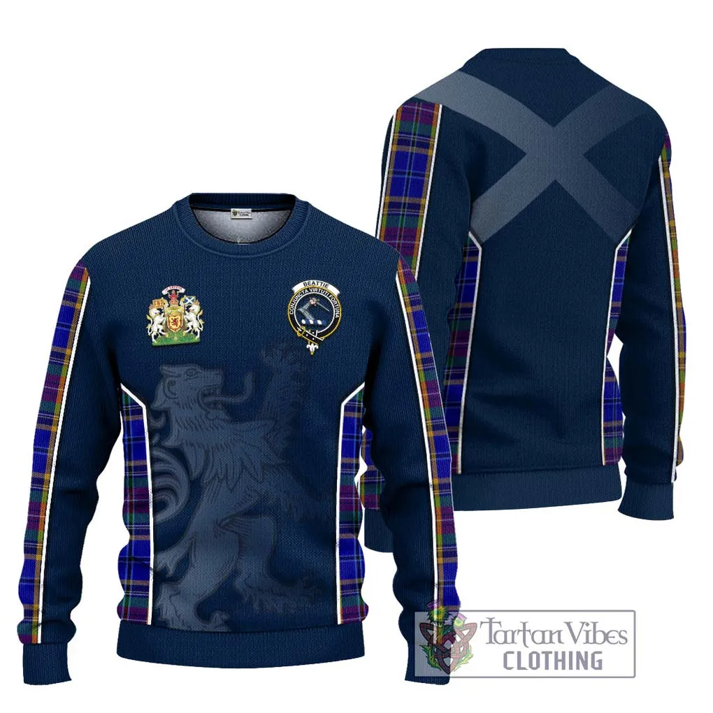 Beattie Tartan Ugly Sweater with Family Crest and Lion Rampant Vibes Sport Style