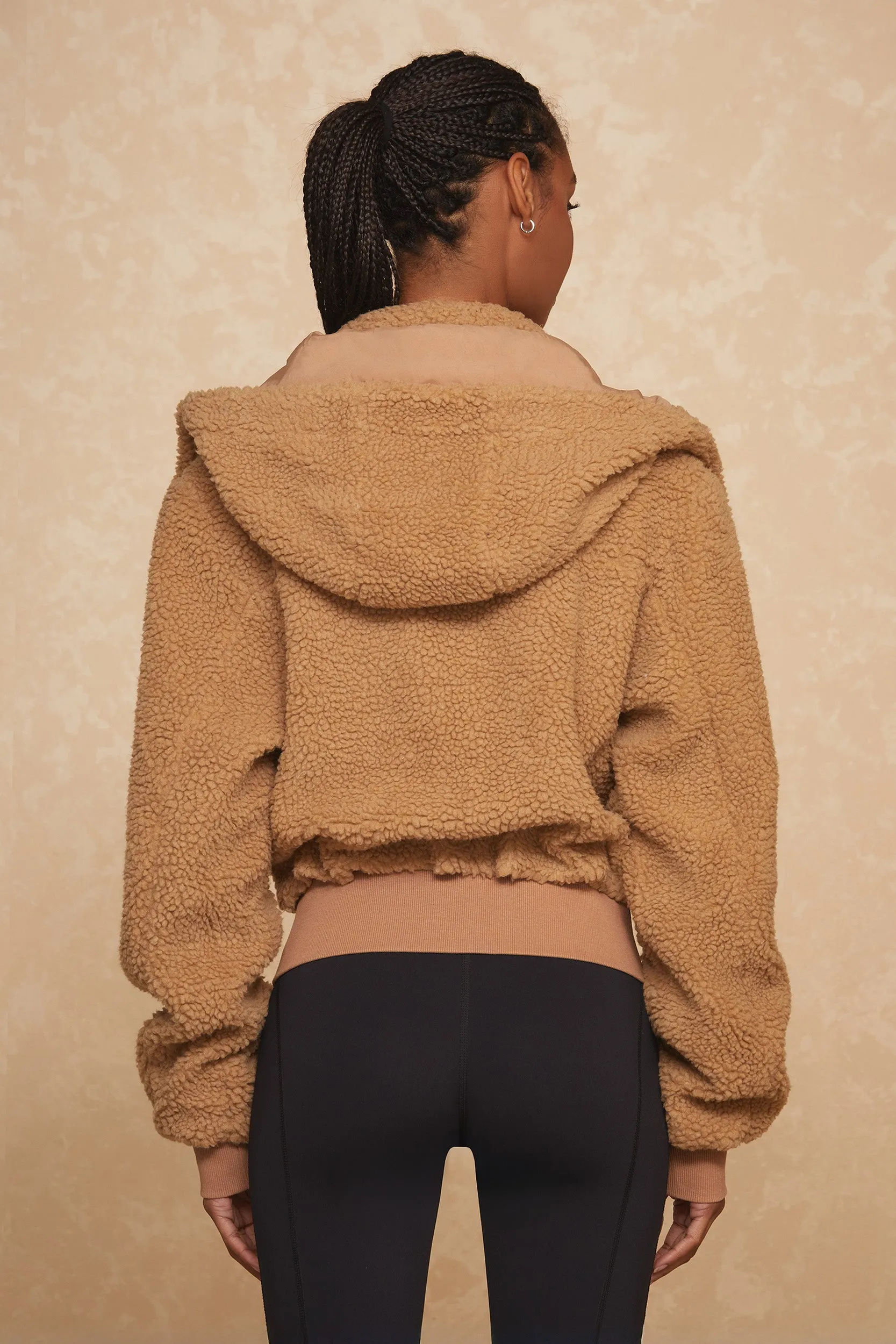 Bianca Sherpa Jacket - Cafe Au Lait