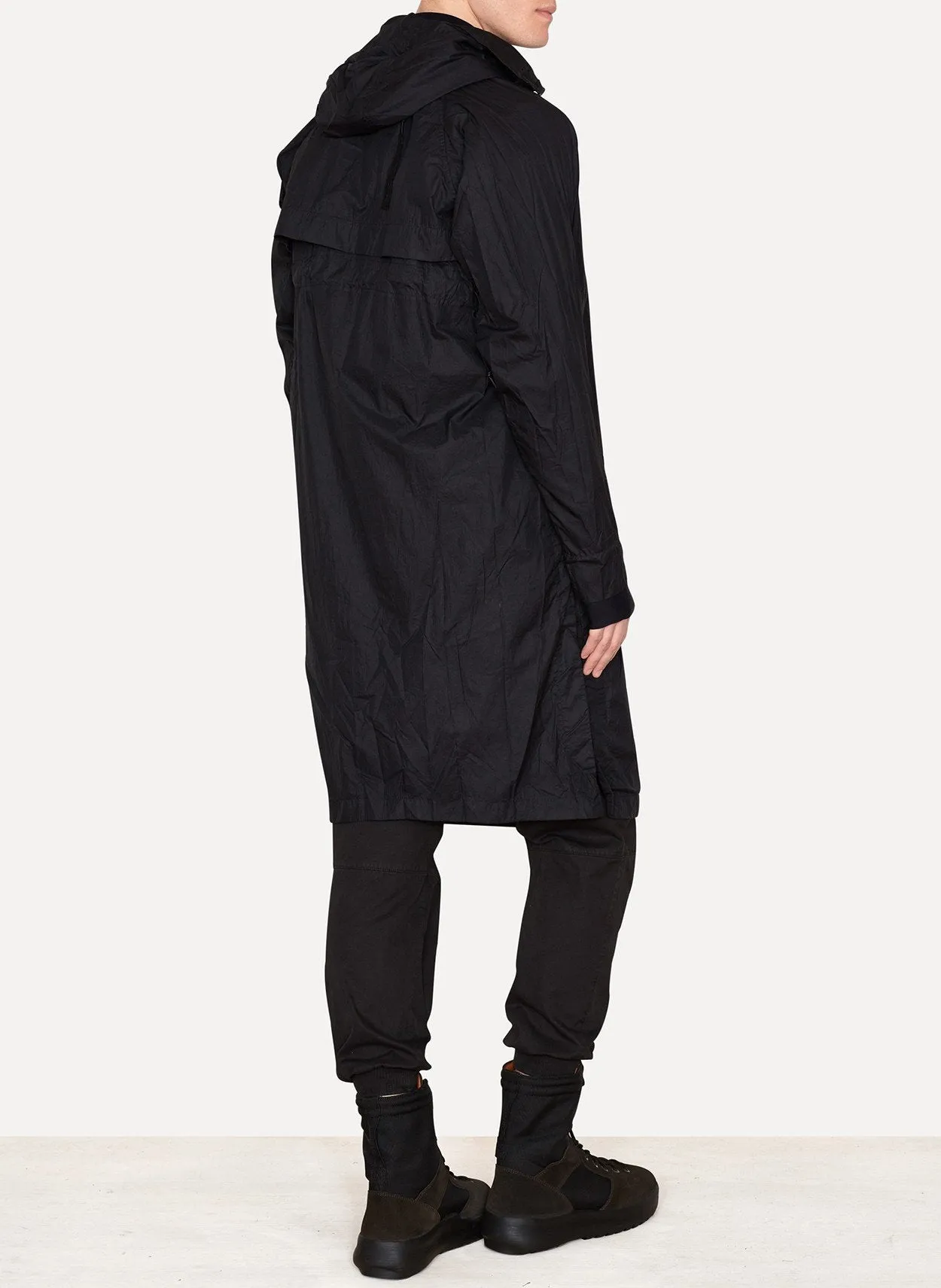 Black Dyed Extralight Taped Nylon Raincoat