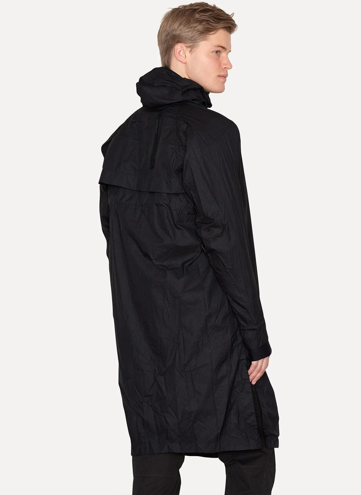 Black Dyed Extralight Taped Nylon Raincoat