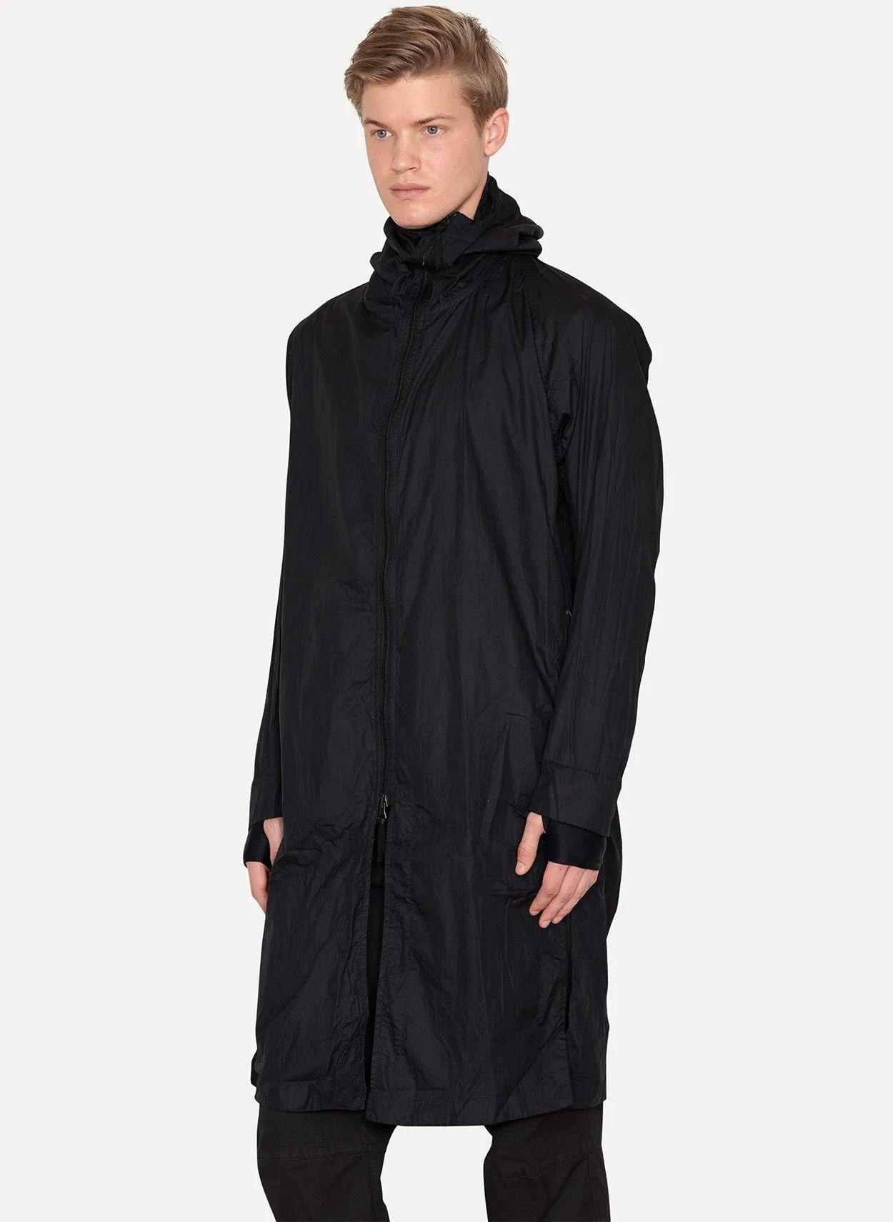 Black Dyed Extralight Taped Nylon Raincoat