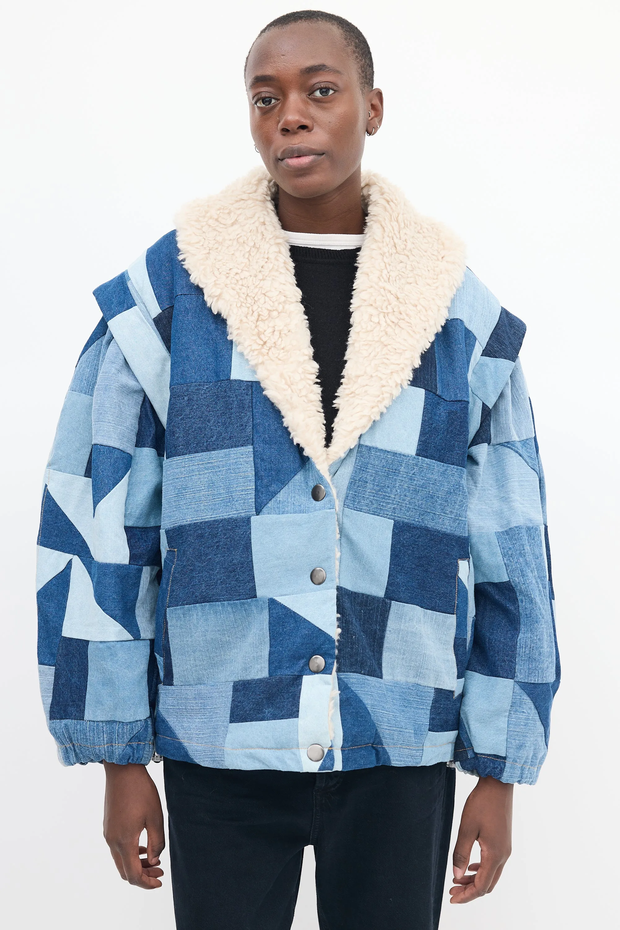 Blue Denim & Sherpa Diego Patchwork Jacket