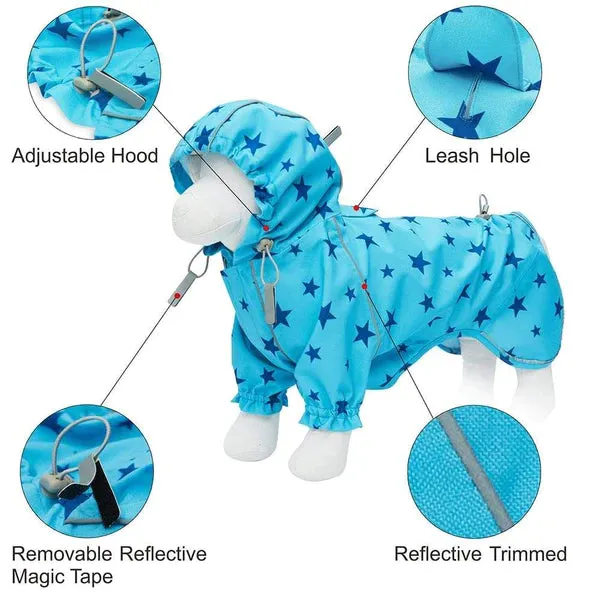 Blueberry Waterproof Dog Reflective Raincoat with 2 Legs