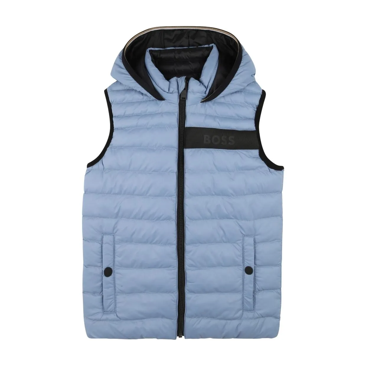 BOSS Kids Medium Grey Reversible Hooded Gilet