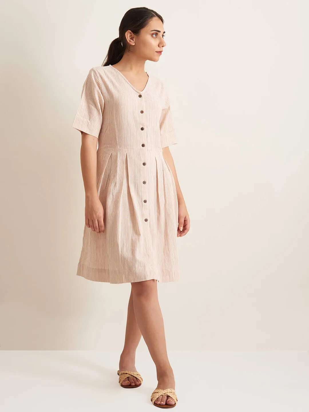 Box pleat shirt dress