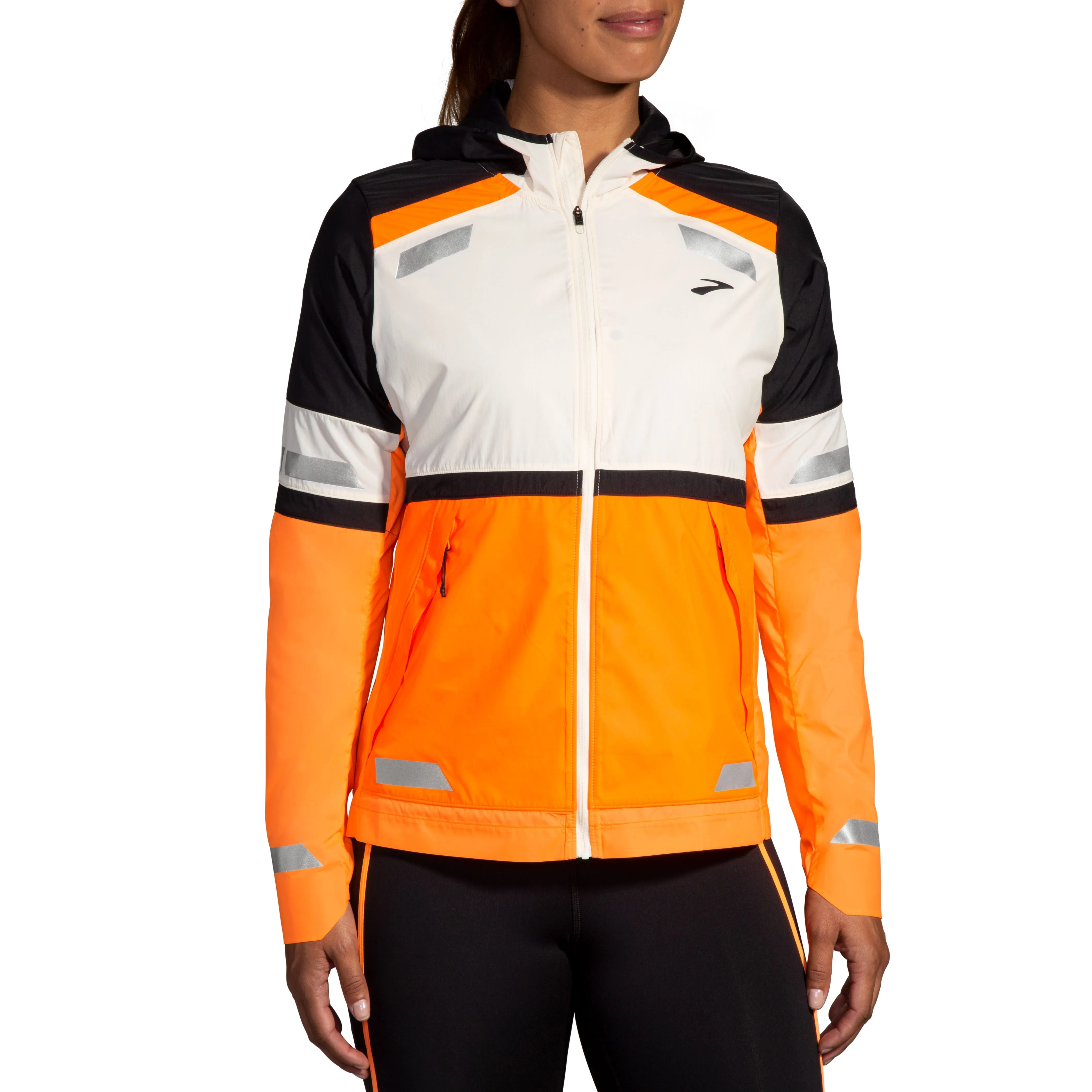 Brooks | Run Visible Jacket 2.0 | Women's | Ecru/Fluoro Flash/Black