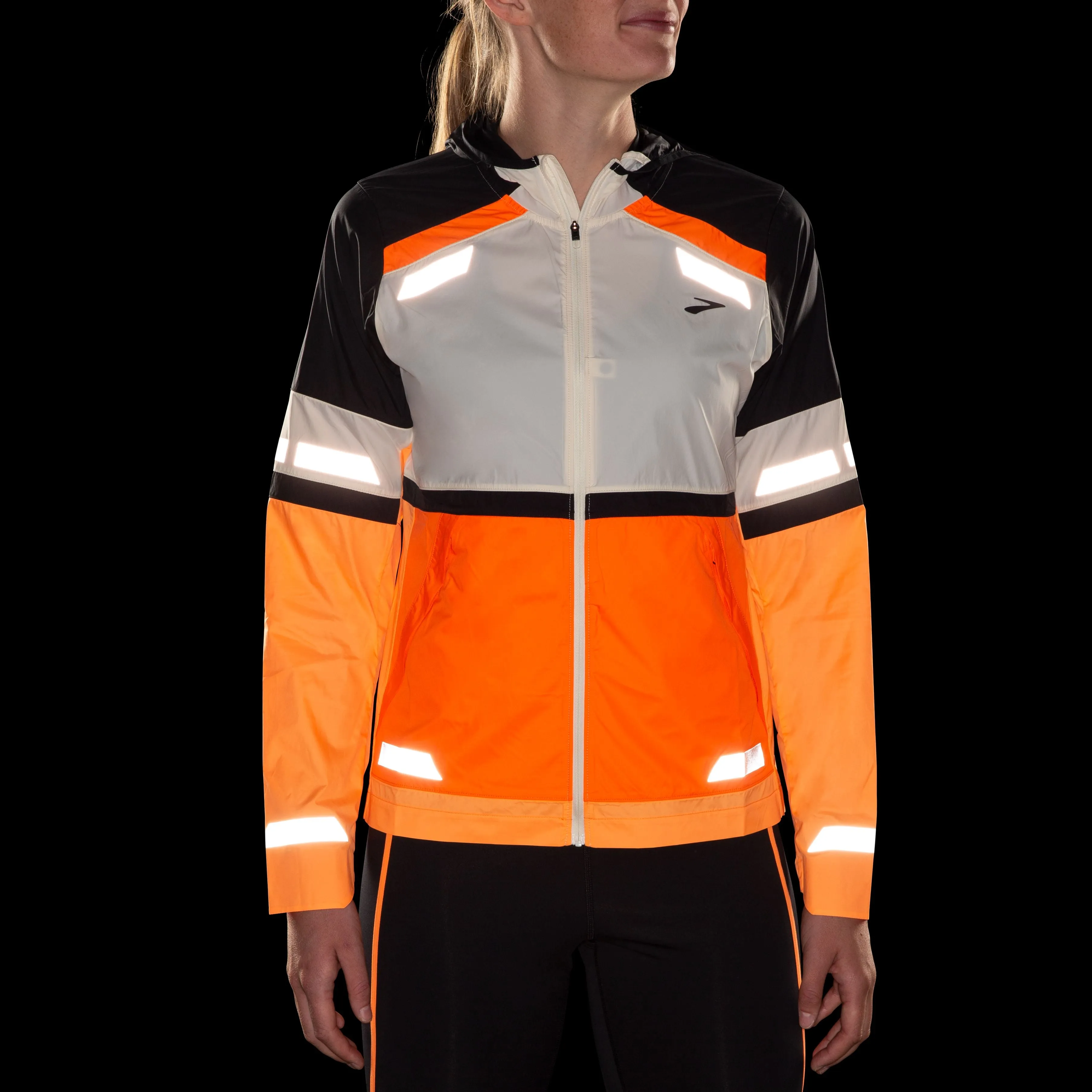 Brooks | Run Visible Jacket 2.0 | Women's | Ecru/Fluoro Flash/Black