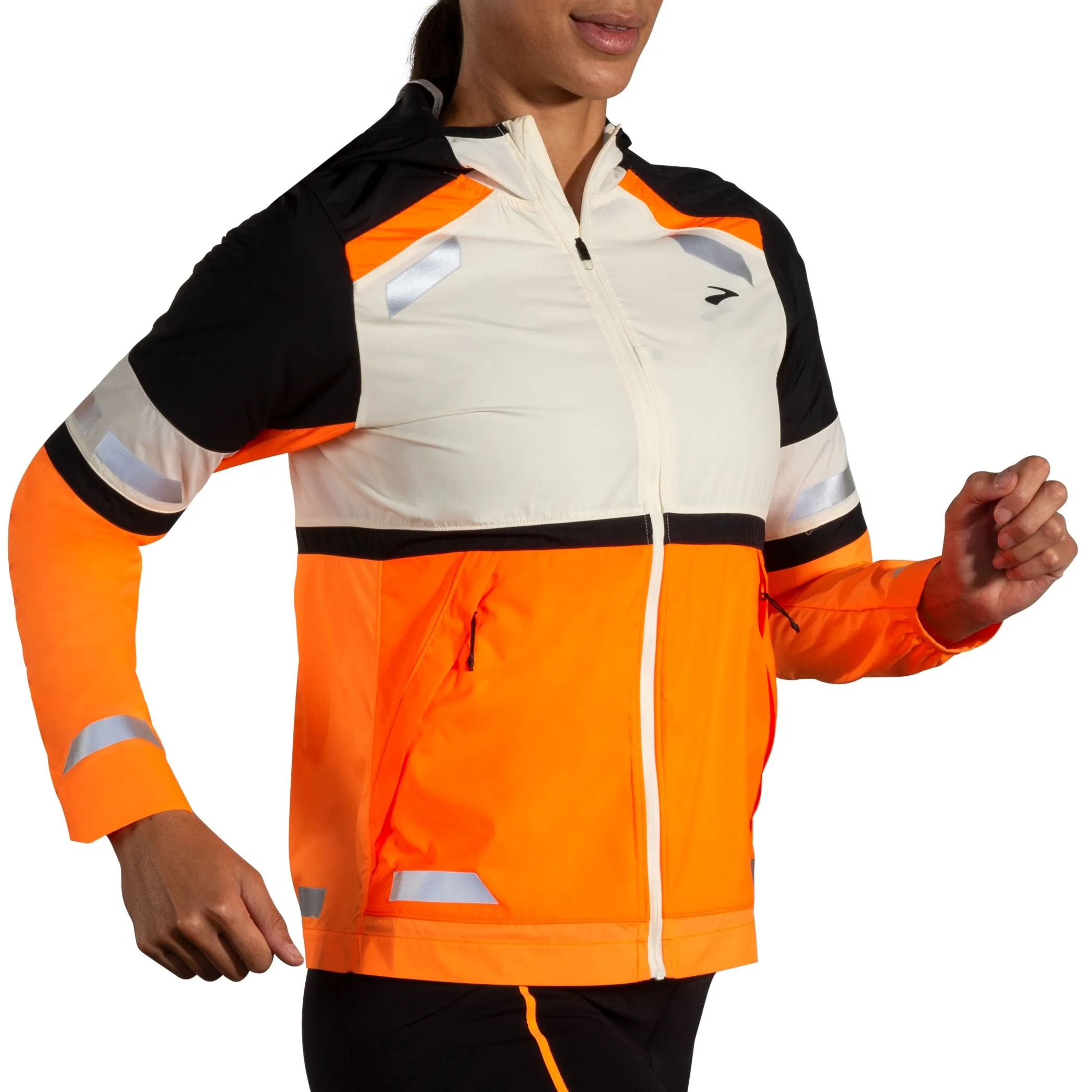 Brooks | Run Visible Jacket 2.0 | Women's | Ecru/Fluoro Flash/Black