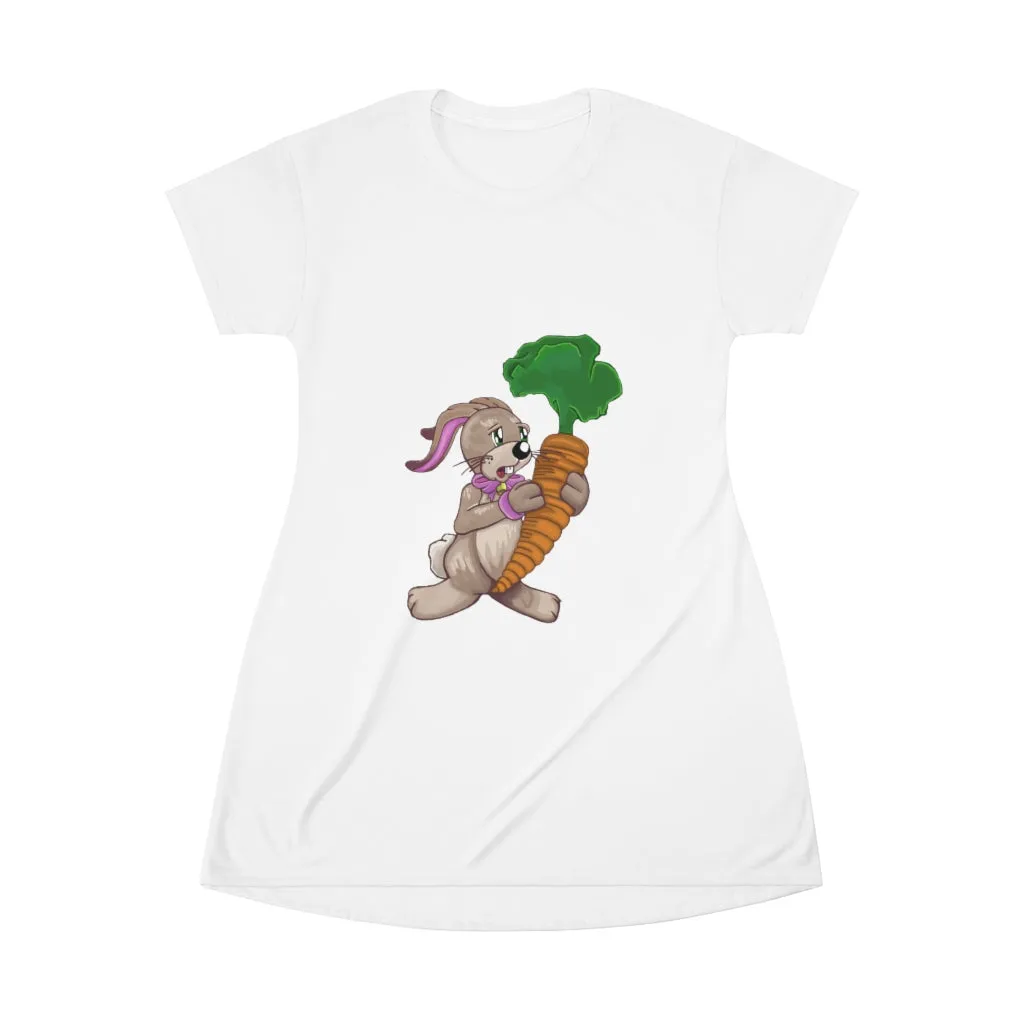 Bunny with Carrot All Over Print T-Shirt Dress