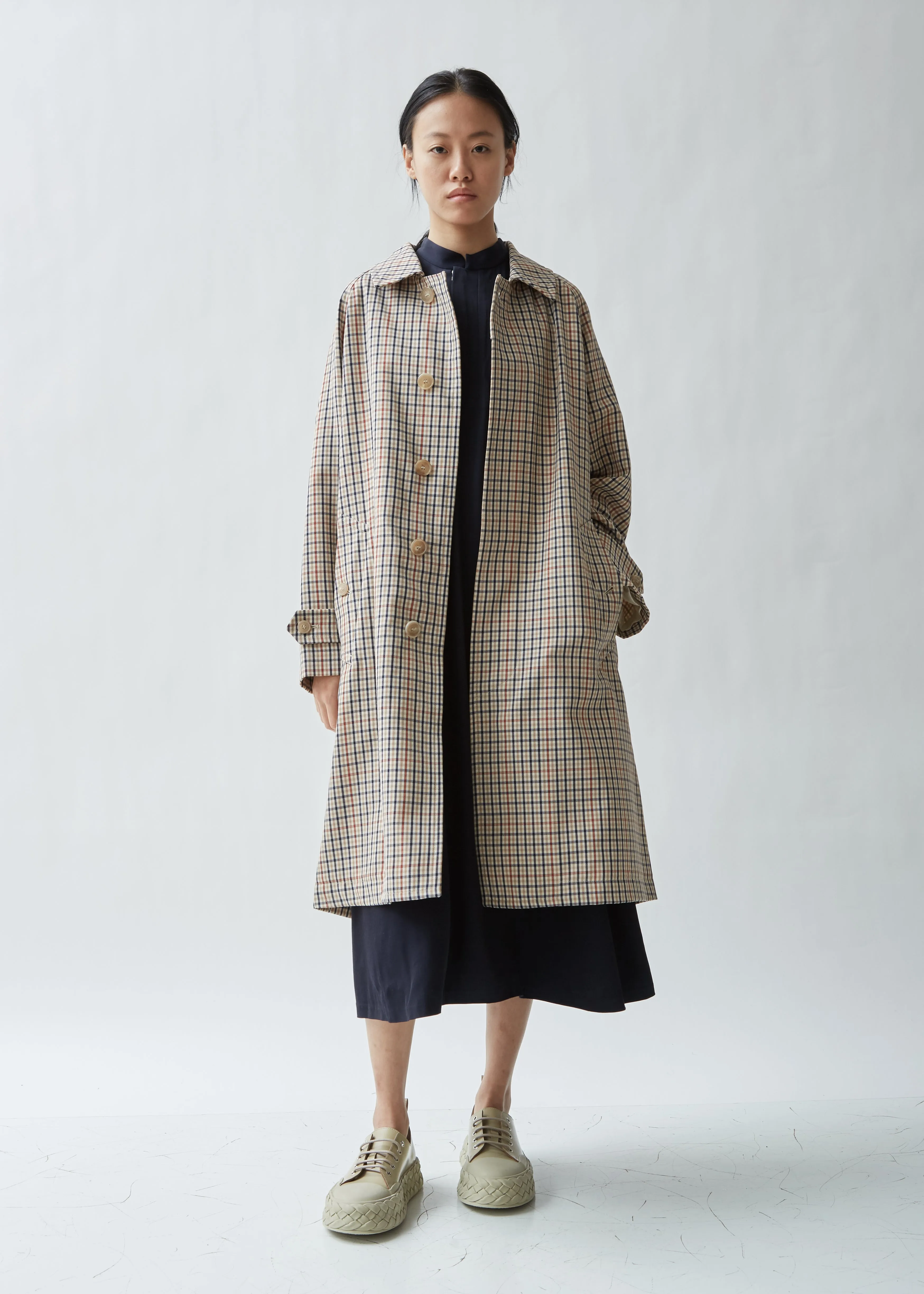 Checked Twill Rain Coat