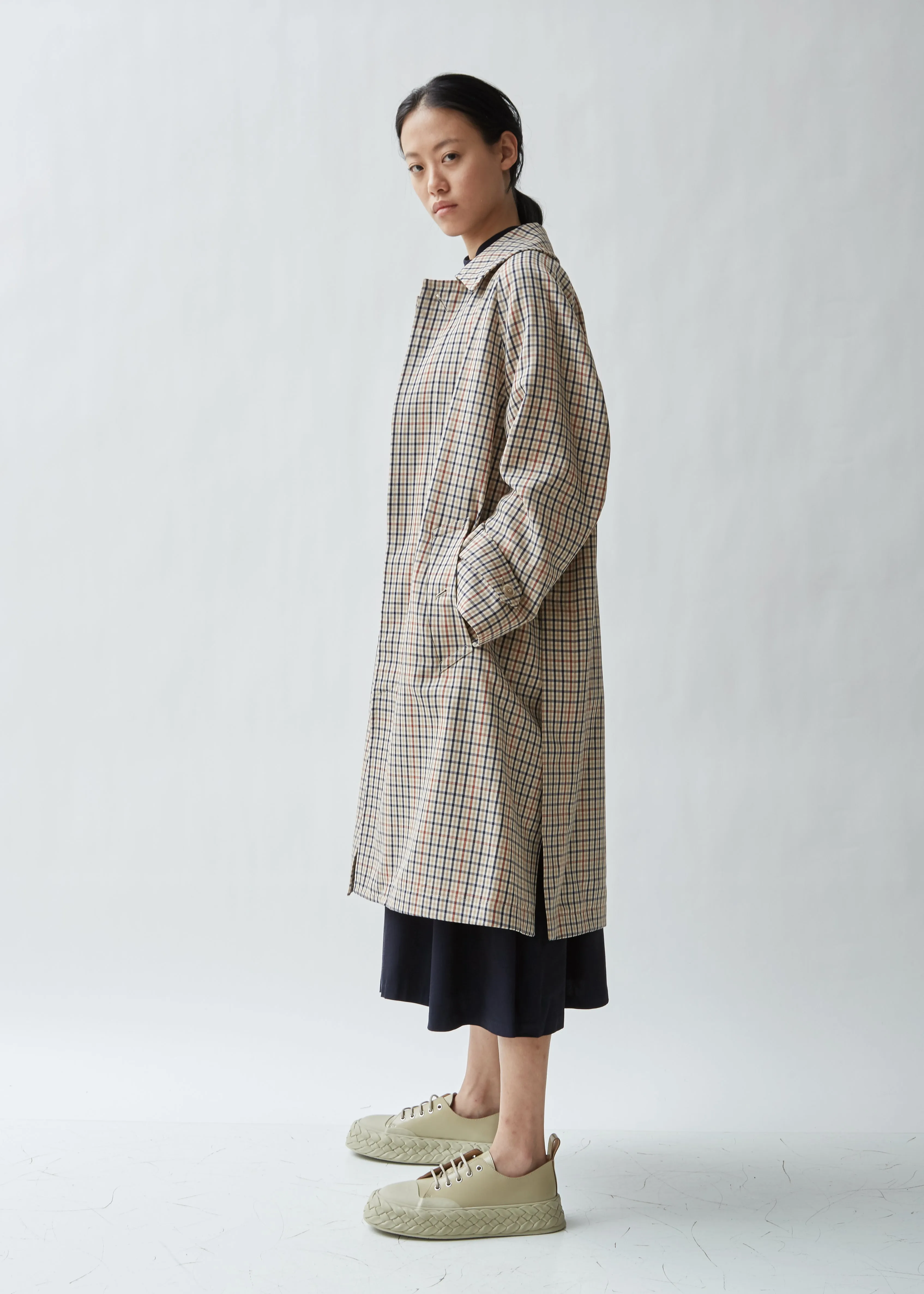 Checked Twill Rain Coat