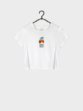 Cherry Bomb Baby Tee - Vintage White