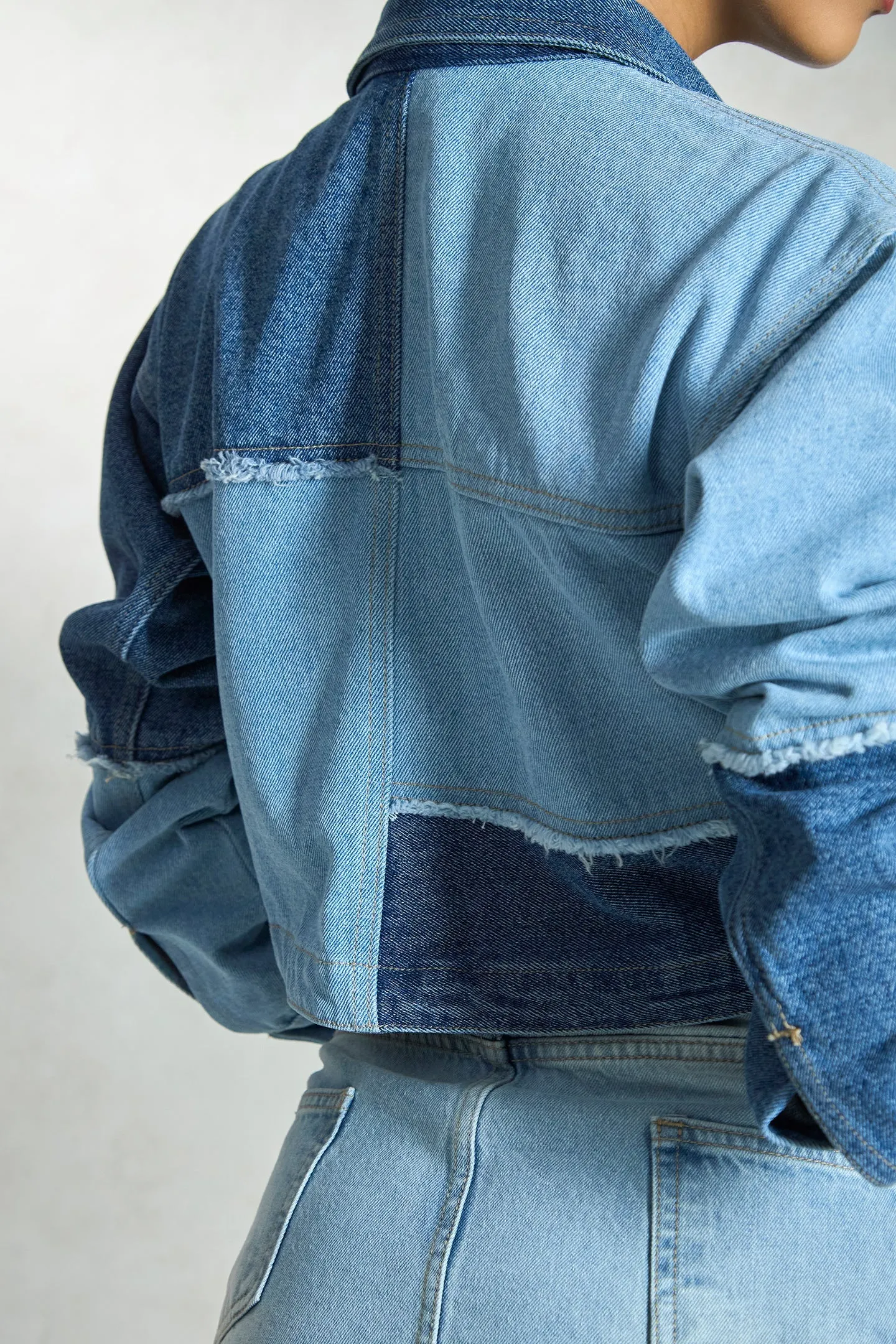 Ciel|Denim Patchwork Trucker Jacket