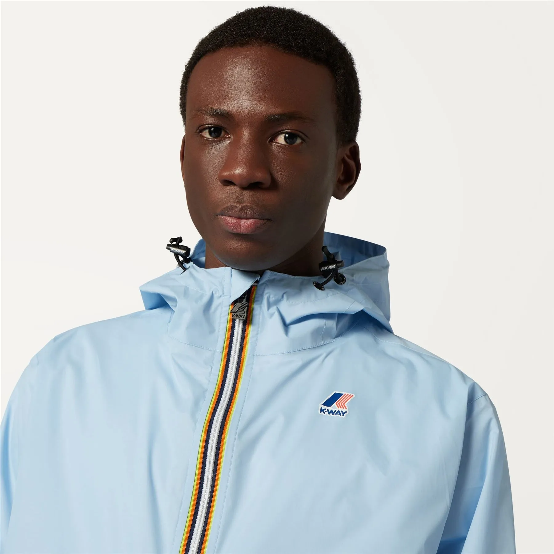 Claude - Unisex Packable Full Zip Waterproof  Rain Jacket in Azure Light Marine