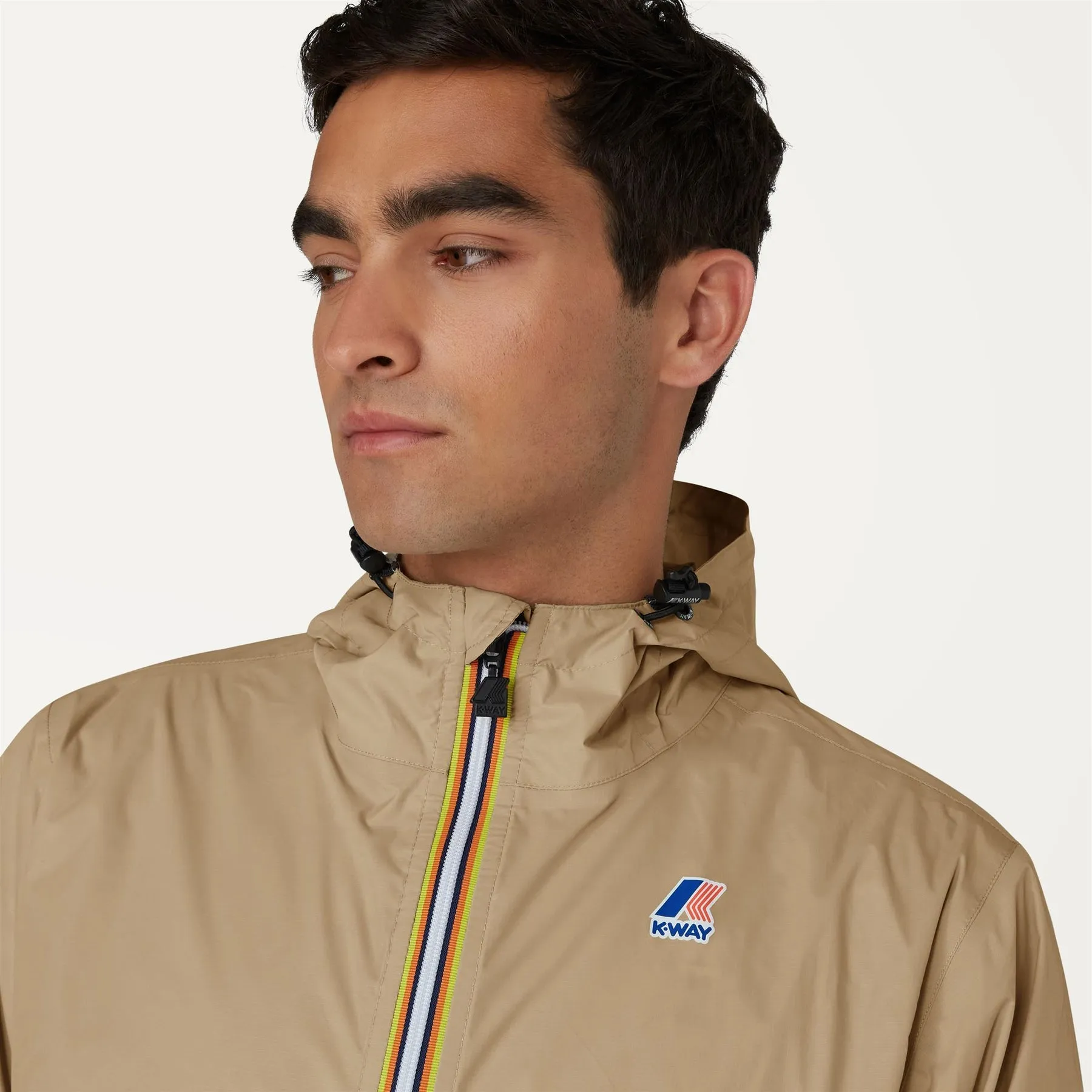 Claude - Unisex Packable Full Zip Waterproof  Rain Jacket in Beige Grey