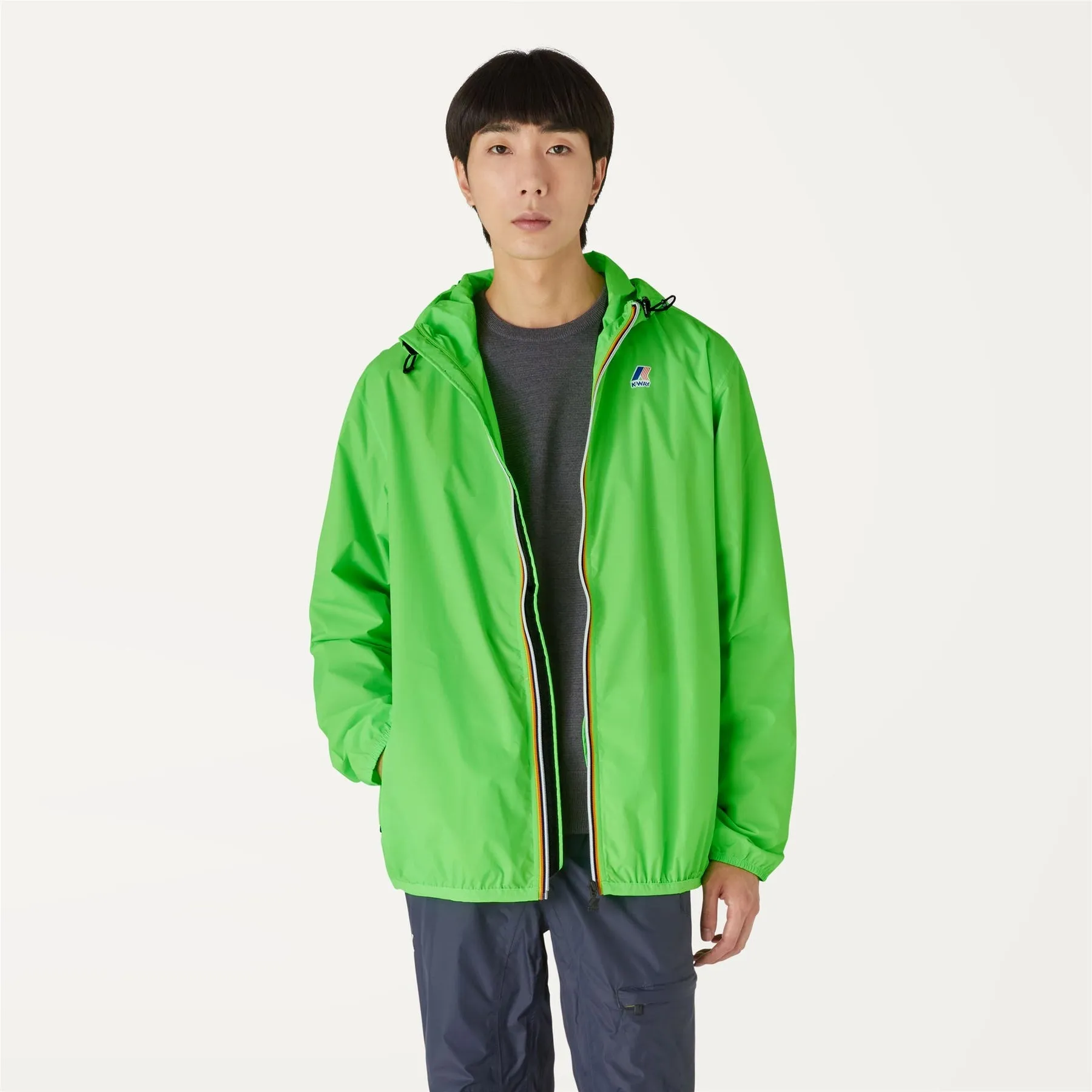 Claude - Unisex Packable Full Zip Waterproof  Rain Jacket in Green Classic