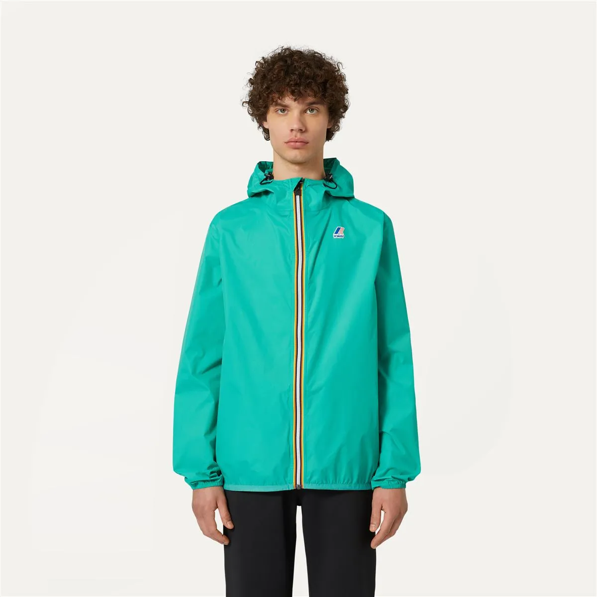 Claude - Unisex Packable Full Zip Waterproof  Rain Jacket in Green Marine