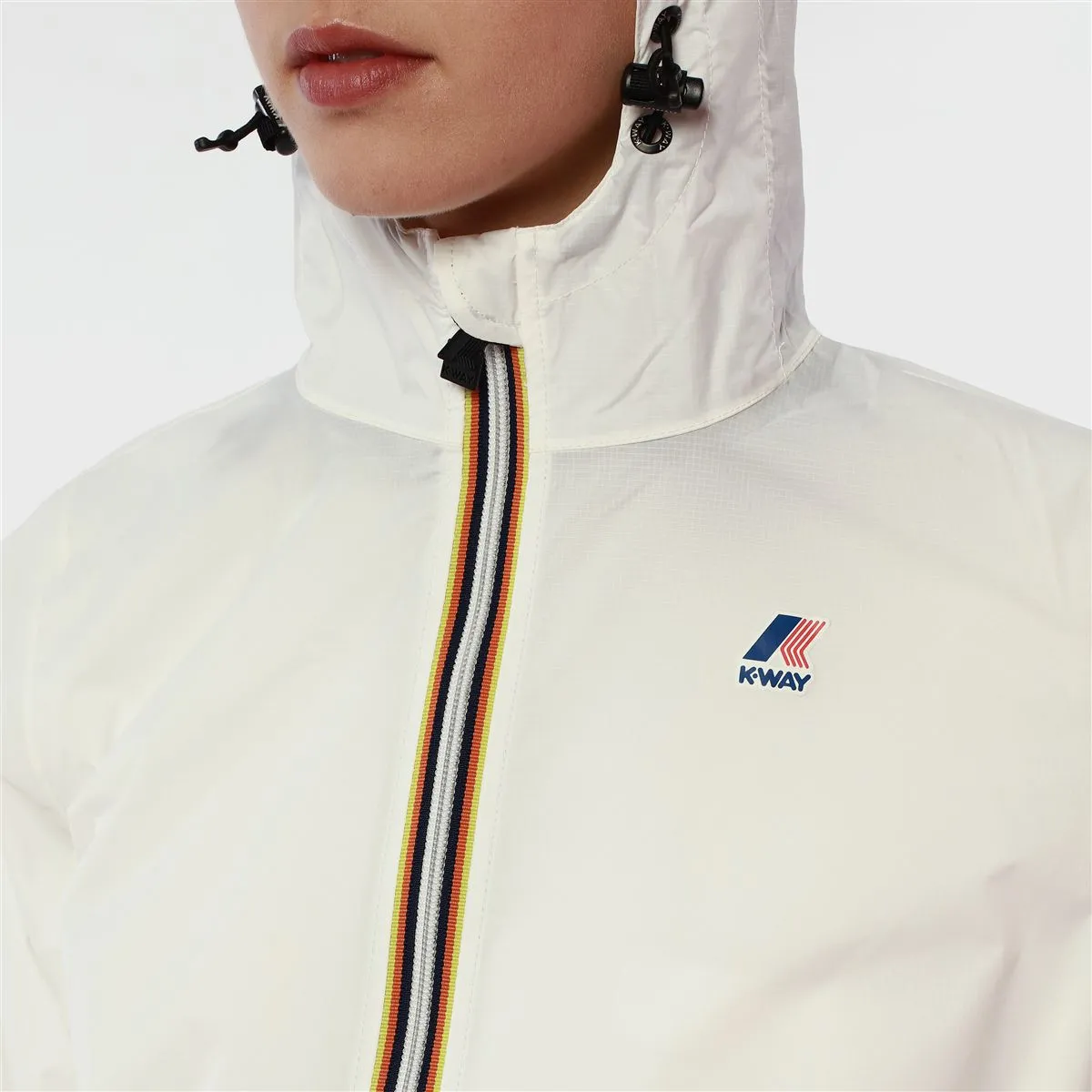 Claude - Unisex Packable Full Zip Waterproof Rain Jacket in White