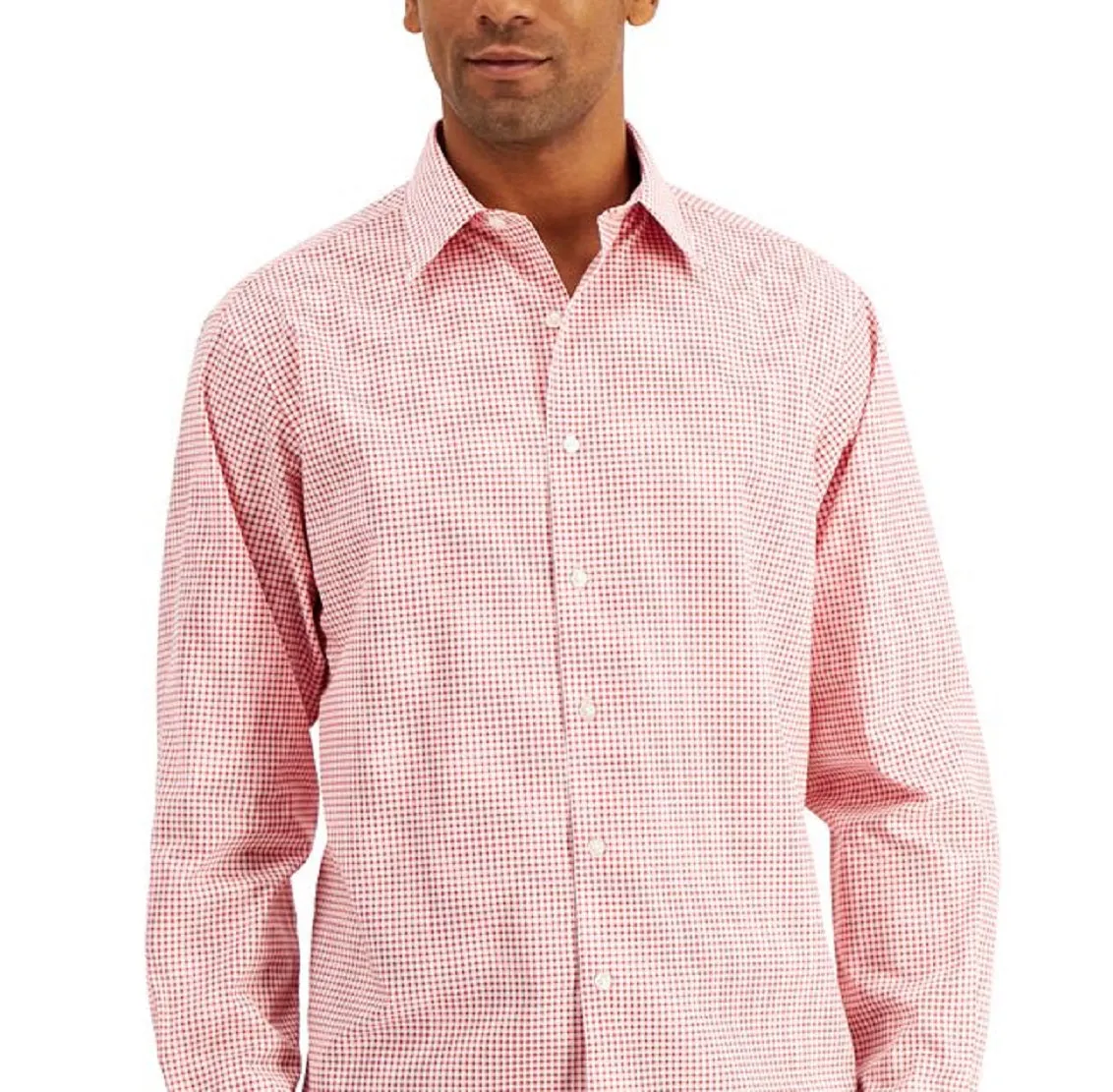 Club Room Men's Regular Fit Check Dress Shirt Red