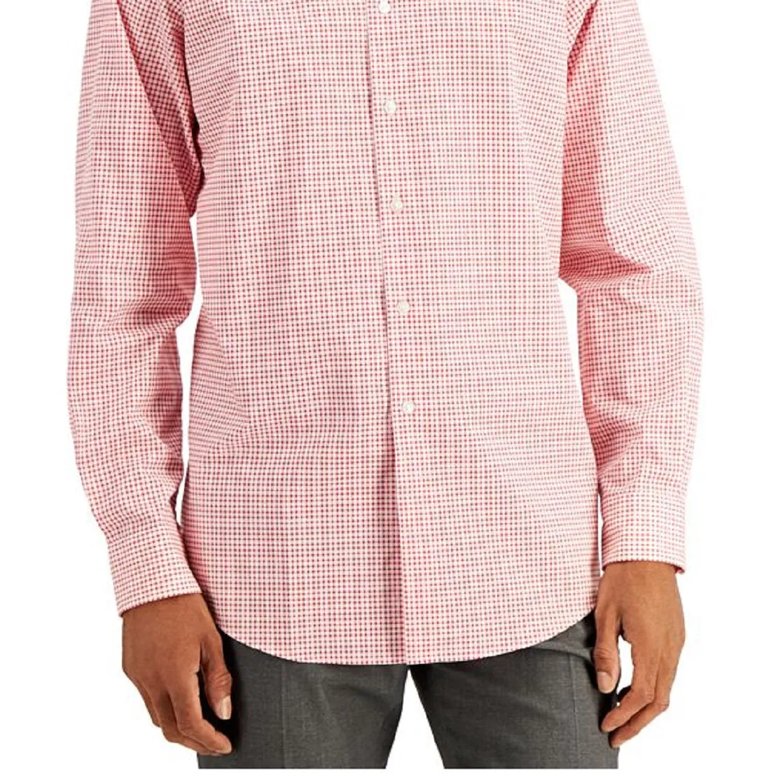 Club Room Men's Regular Fit Check Dress Shirt Red