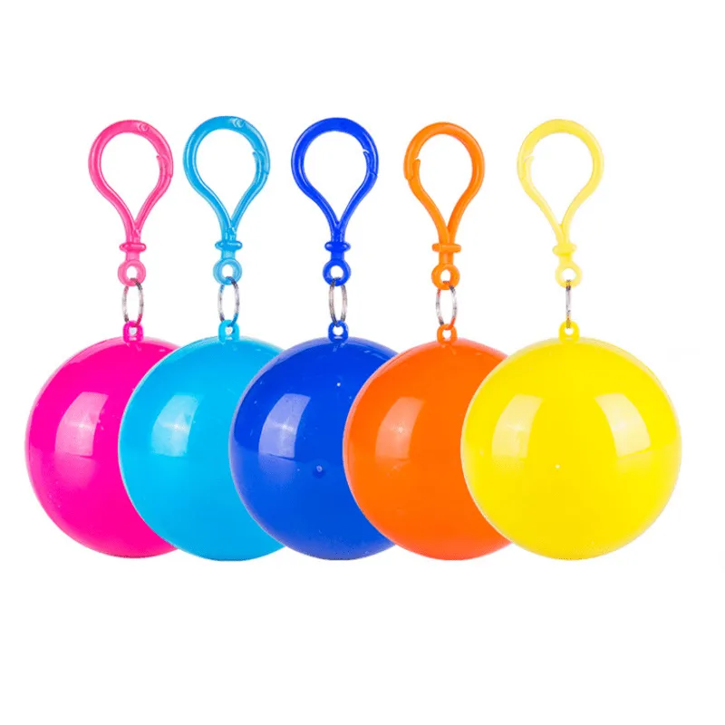 Compact Waterproof Raincoat Balls with Keychain Portable Emergency Gear