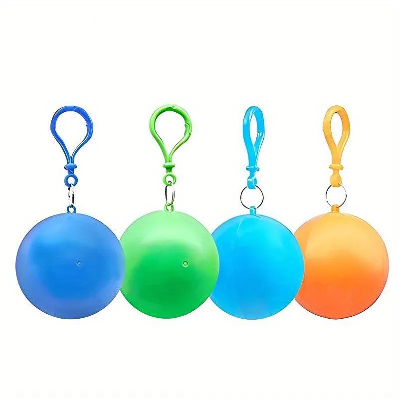 Compact Waterproof Raincoat Balls with Keychain Portable Emergency Gear