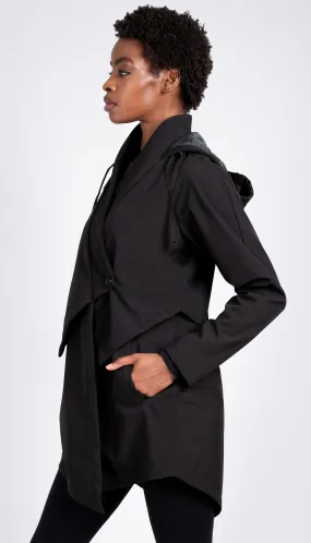 Convertible Hood Asymmetrical Rain Jacket w/ lining