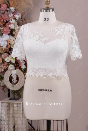 Cording Flower Lace Bridal Jacket with Separate Crop