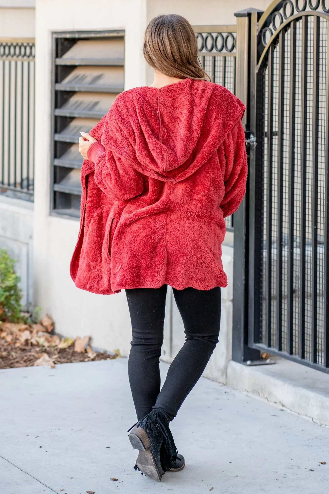 Cozy Sherpa Jacket - Red