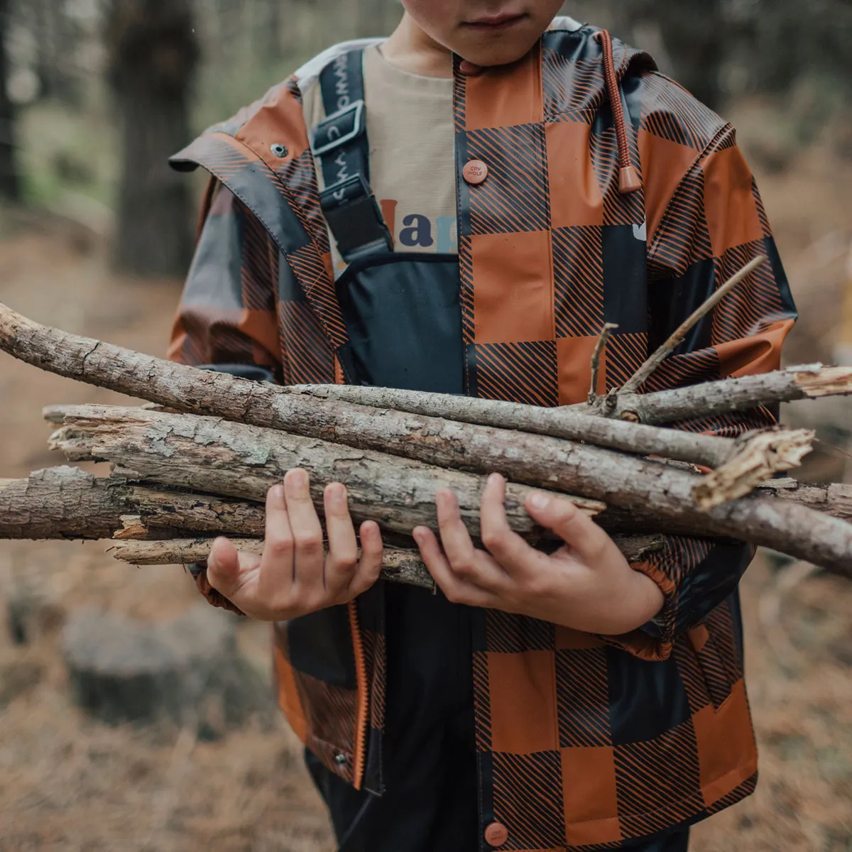 Crywolf Play Jacket Rust Plaid Raincoat