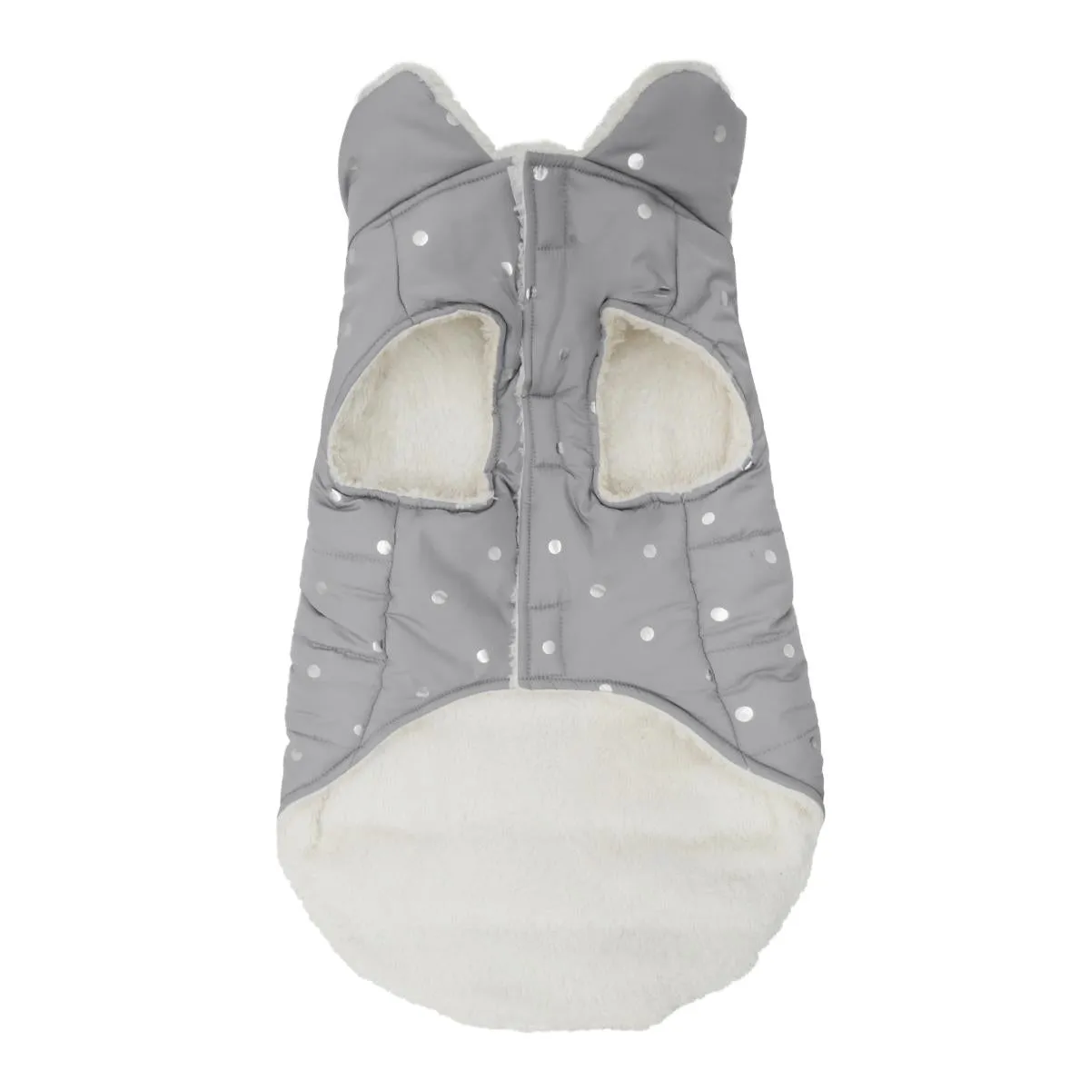 Cupid & Comet | Winter Dog Coat | Grey Metallic Spot Gilet