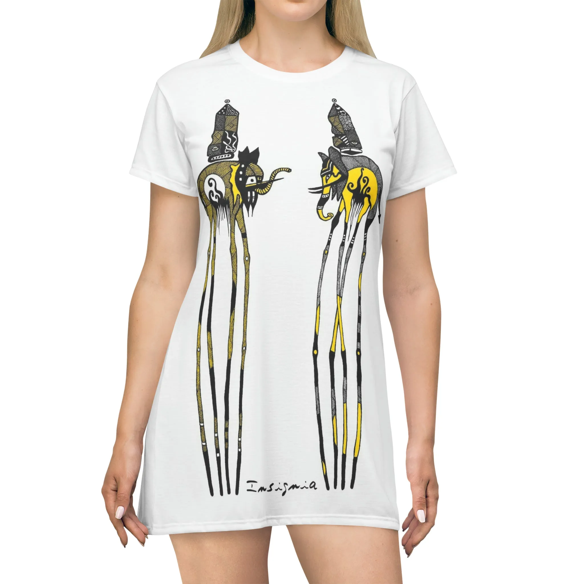 Dalí Elephants T-Shirt Dress (AOP) by Insignia