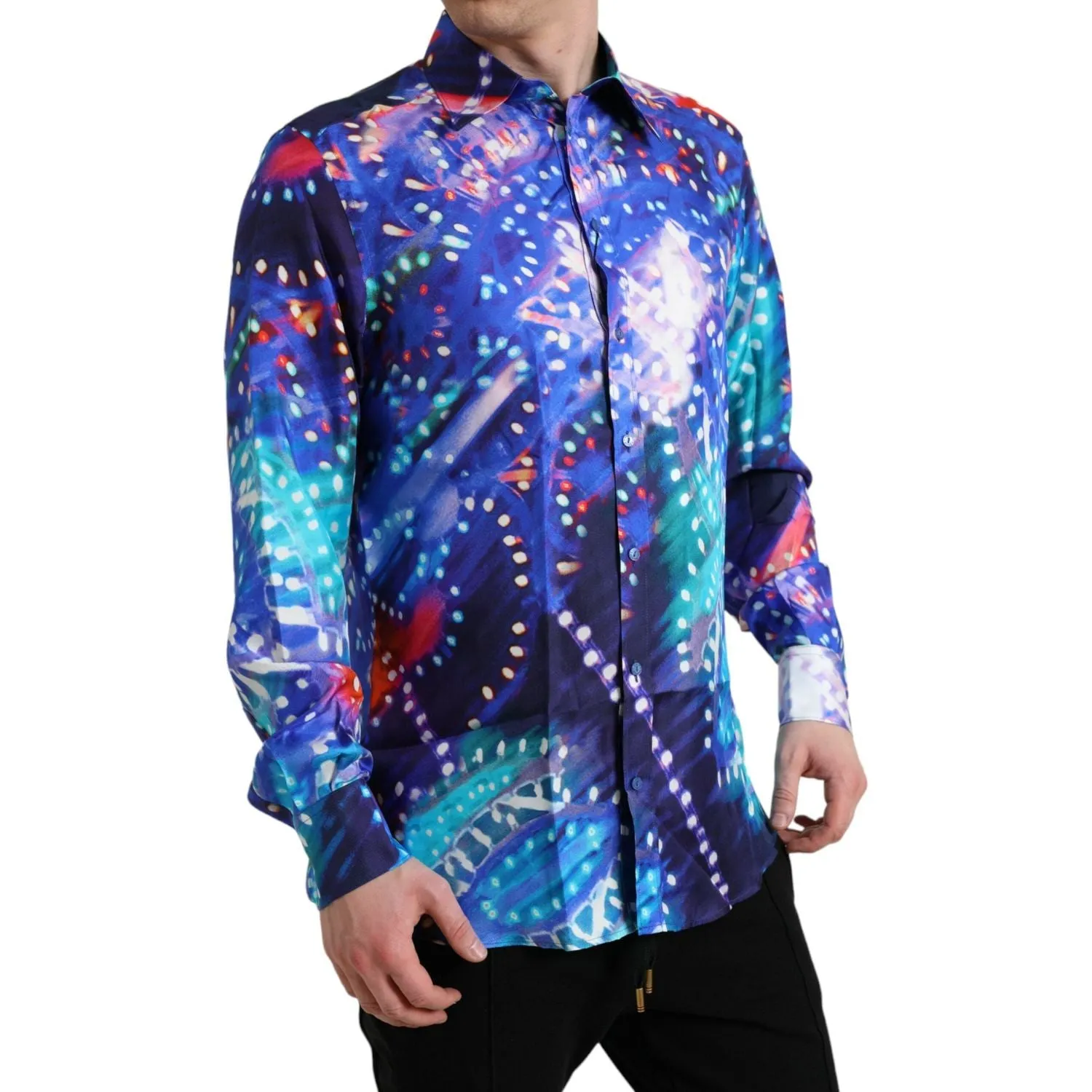 Dolce & Gabbana Purple Luminarie Silk Slim MARTINI Shirt