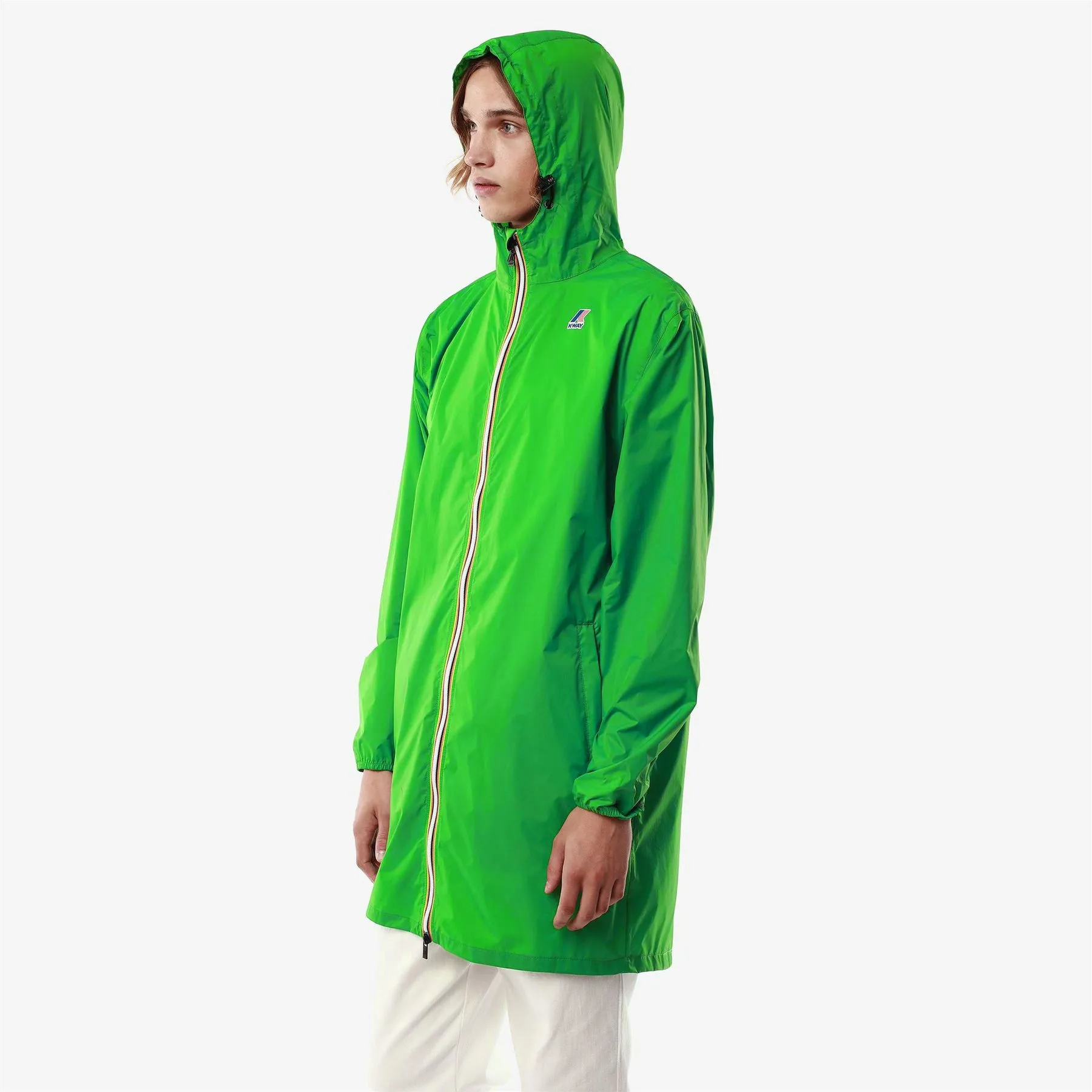 Eiffel - Unisex Waterproof Packable Long Rain Jacket in Green Fluo