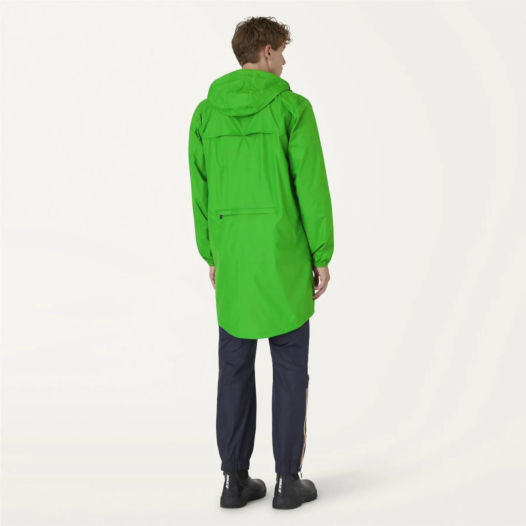 Eiffel - Unisex Waterproof Packable Long Rain Jacket in Green Fluo