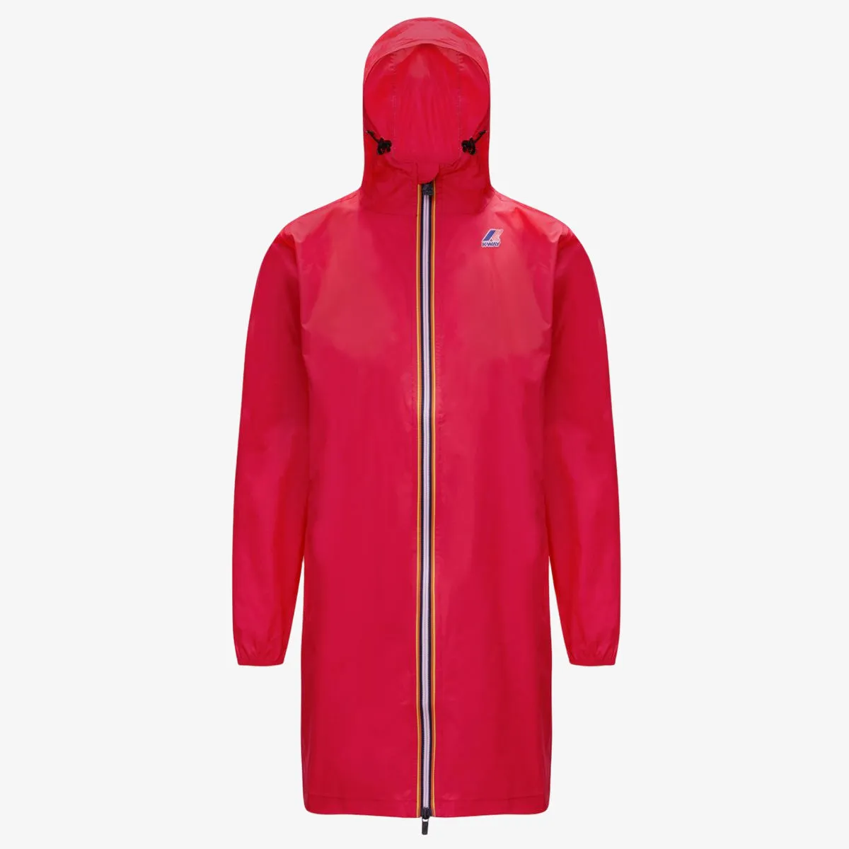 Eiffel - Unisex Waterproof Packable Long Rain Jacket in Red