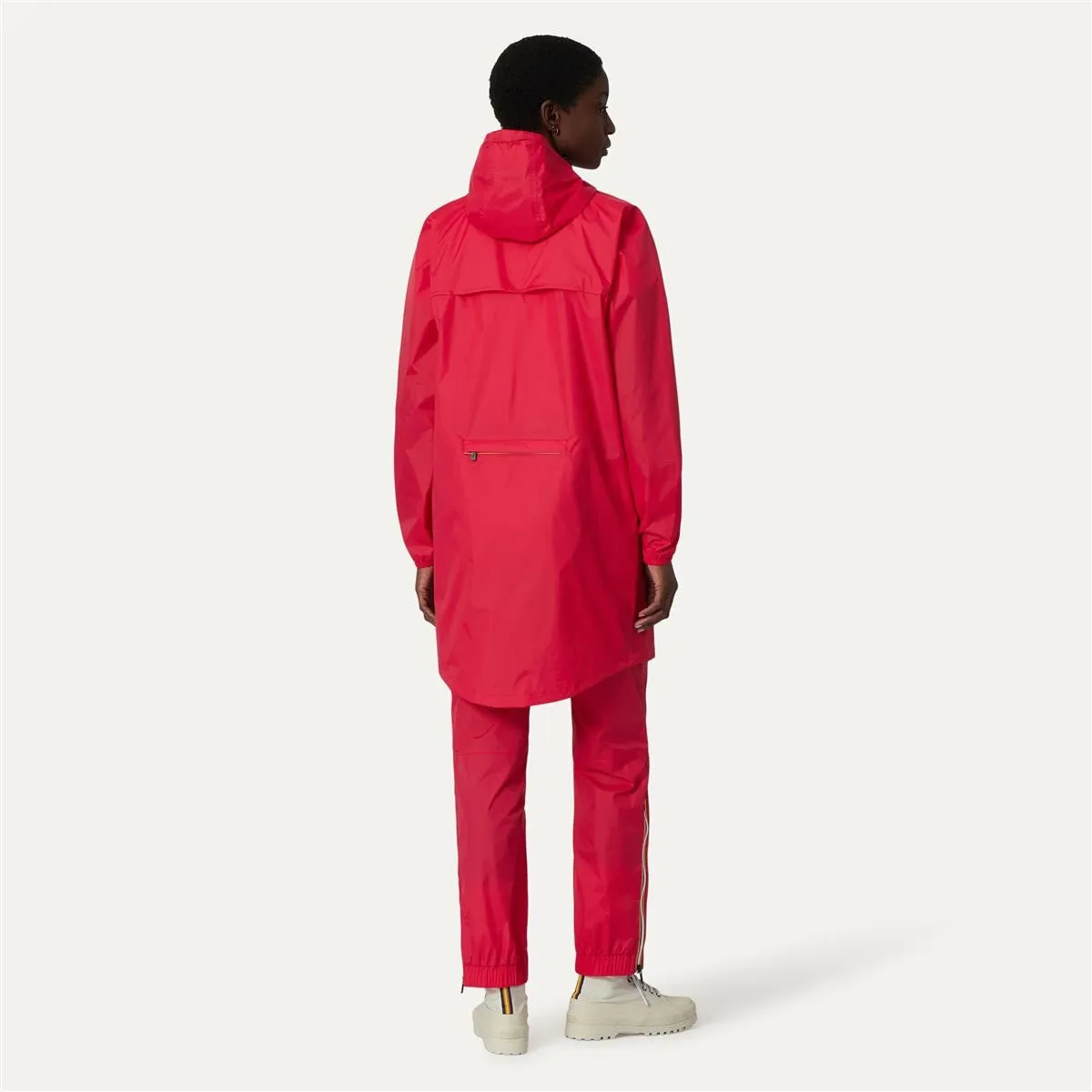 Eiffel - Unisex Waterproof Packable Long Rain Jacket in Red