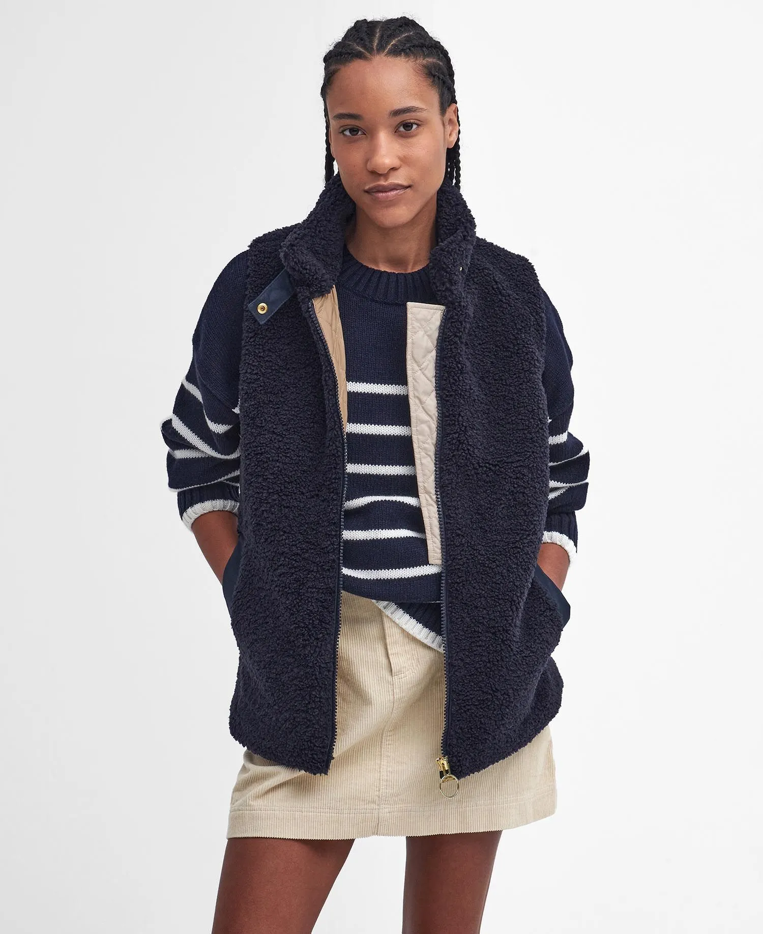 Elisha Fleece Gilet (Sand/Navy)