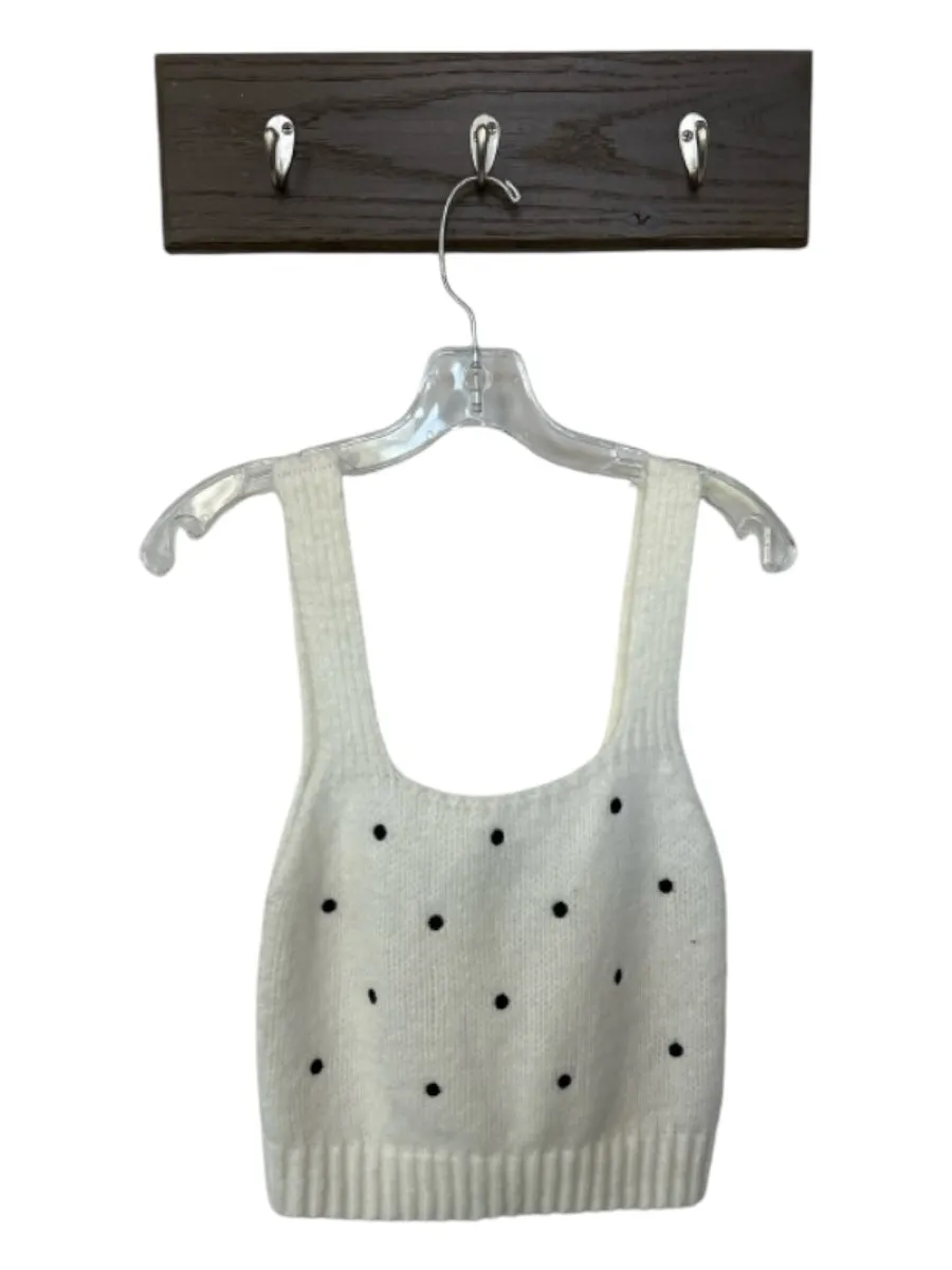 English Factory Size S White & Black Acrylic Blend Polka Dot Sleeveless Sweater