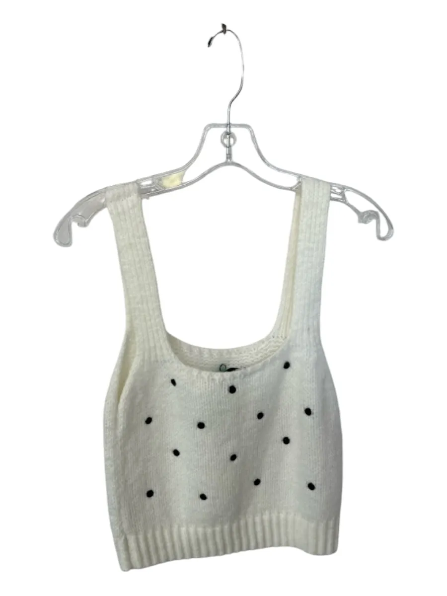 English Factory Size S White & Black Acrylic Blend Polka Dot Sleeveless Sweater