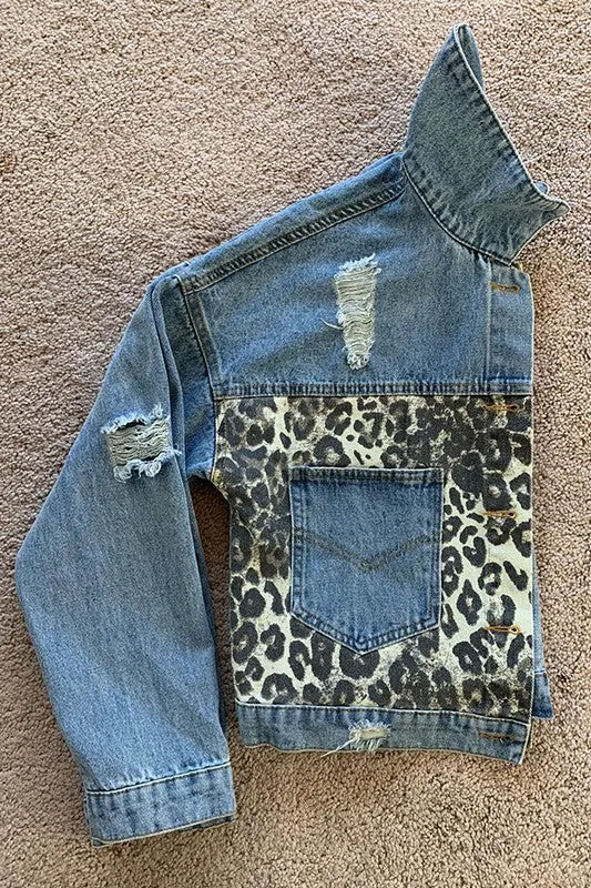 ESL143 - LEOPARD DENIM CROP JACKET