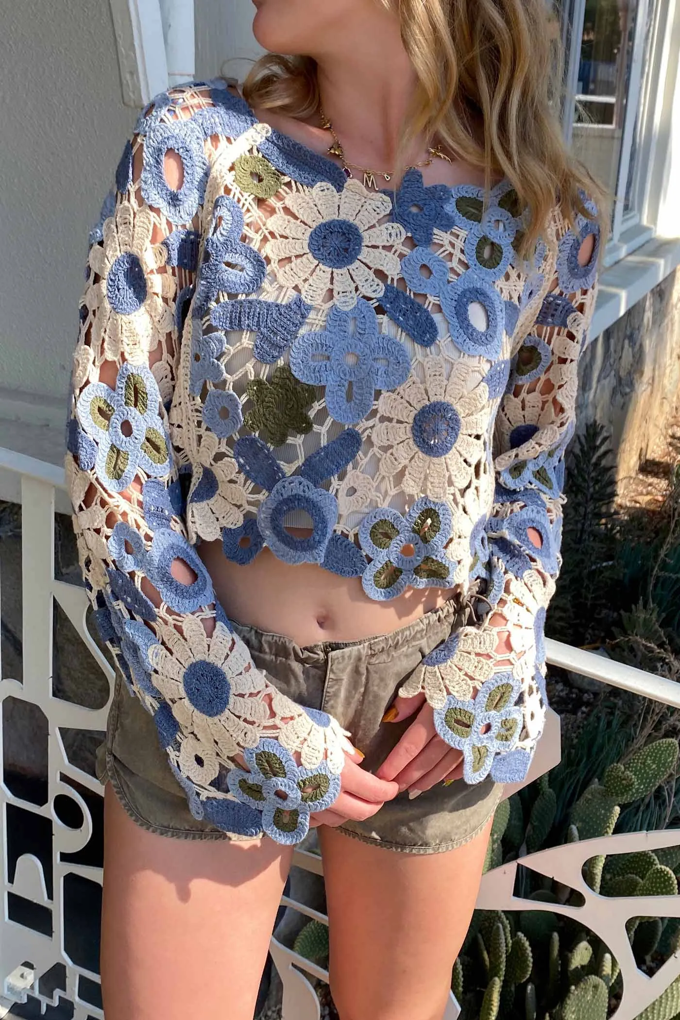 Floral Crochet Sweater