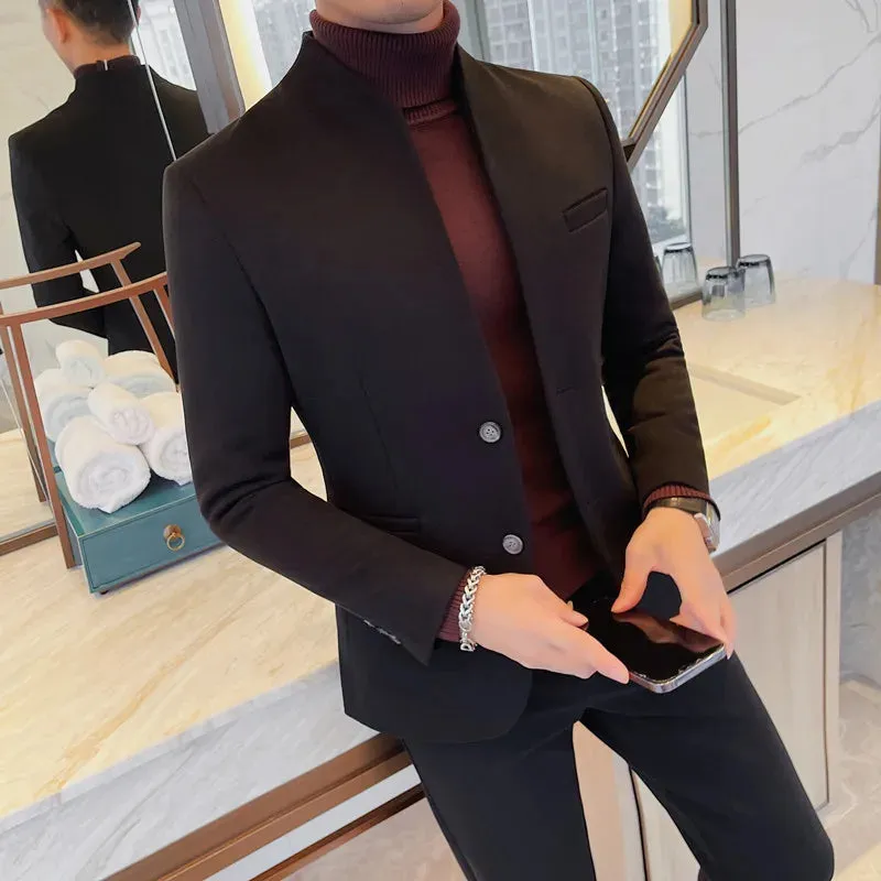 Formal blazer with round collar